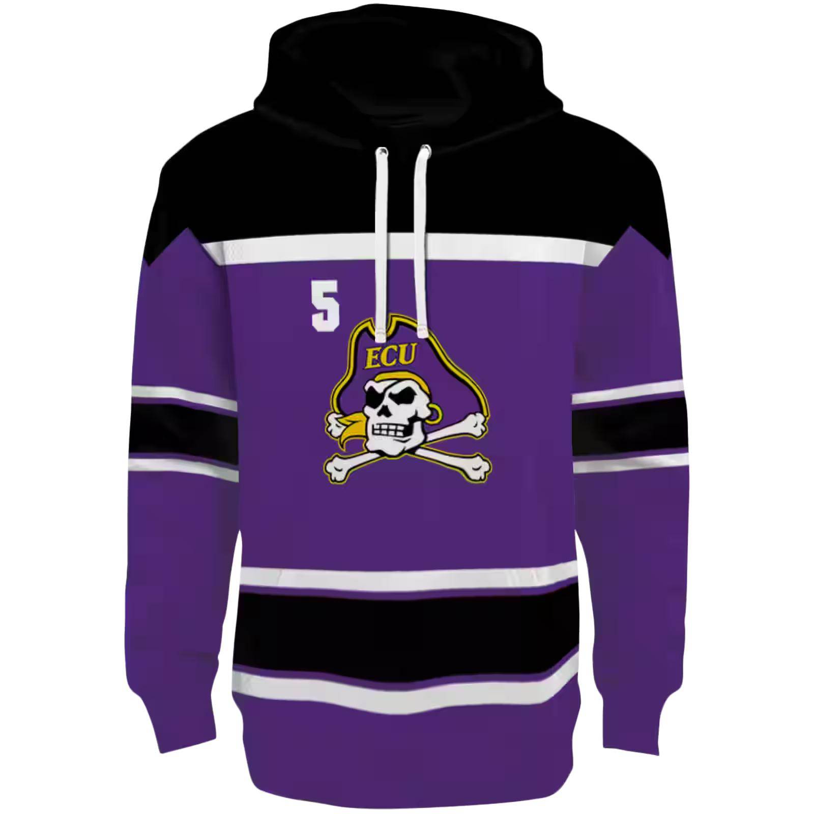 Personalized East Carolina Pirates Striped Pattern Purple Hoodie