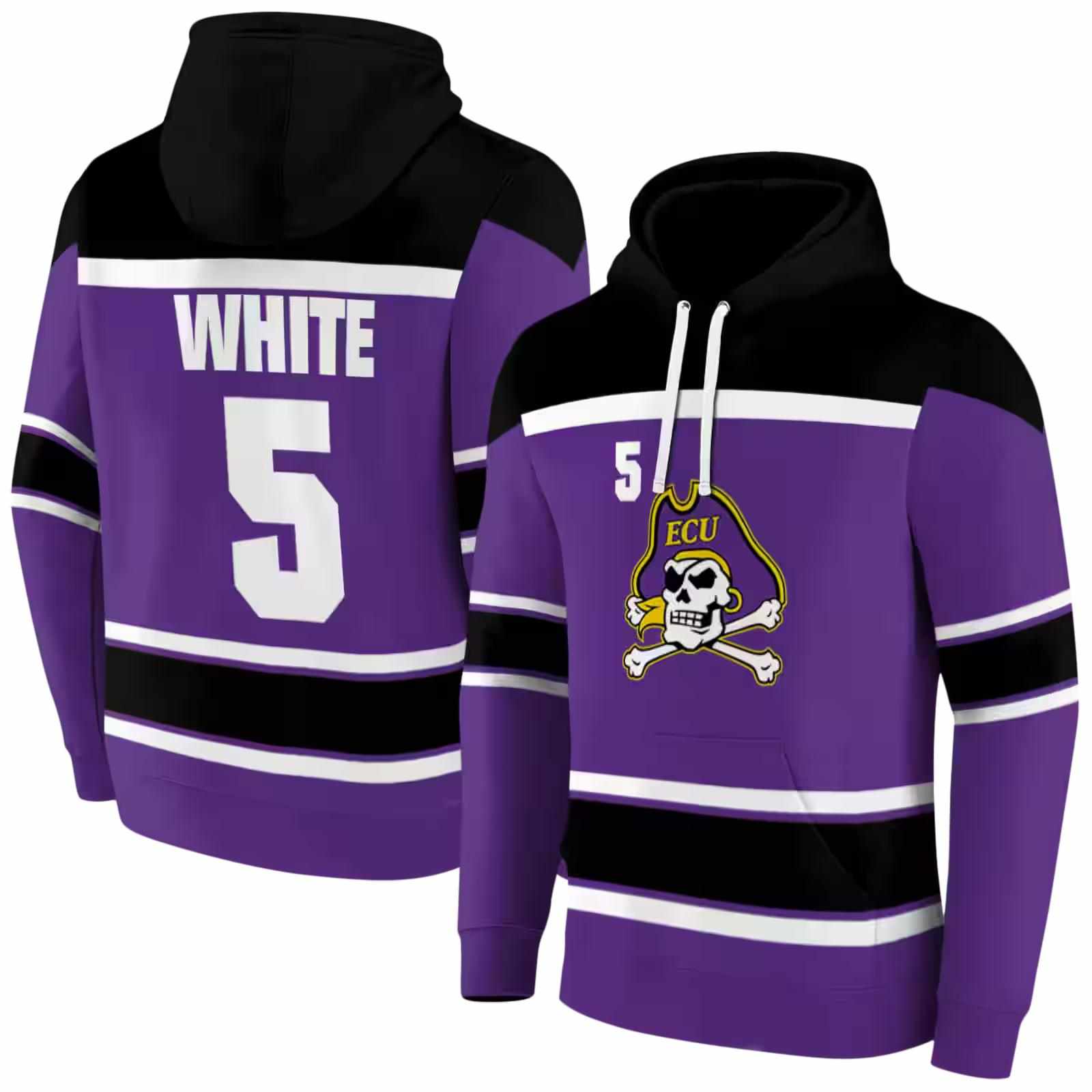 personalized east carolina pirates striped pattern purple hoodie fashion forward