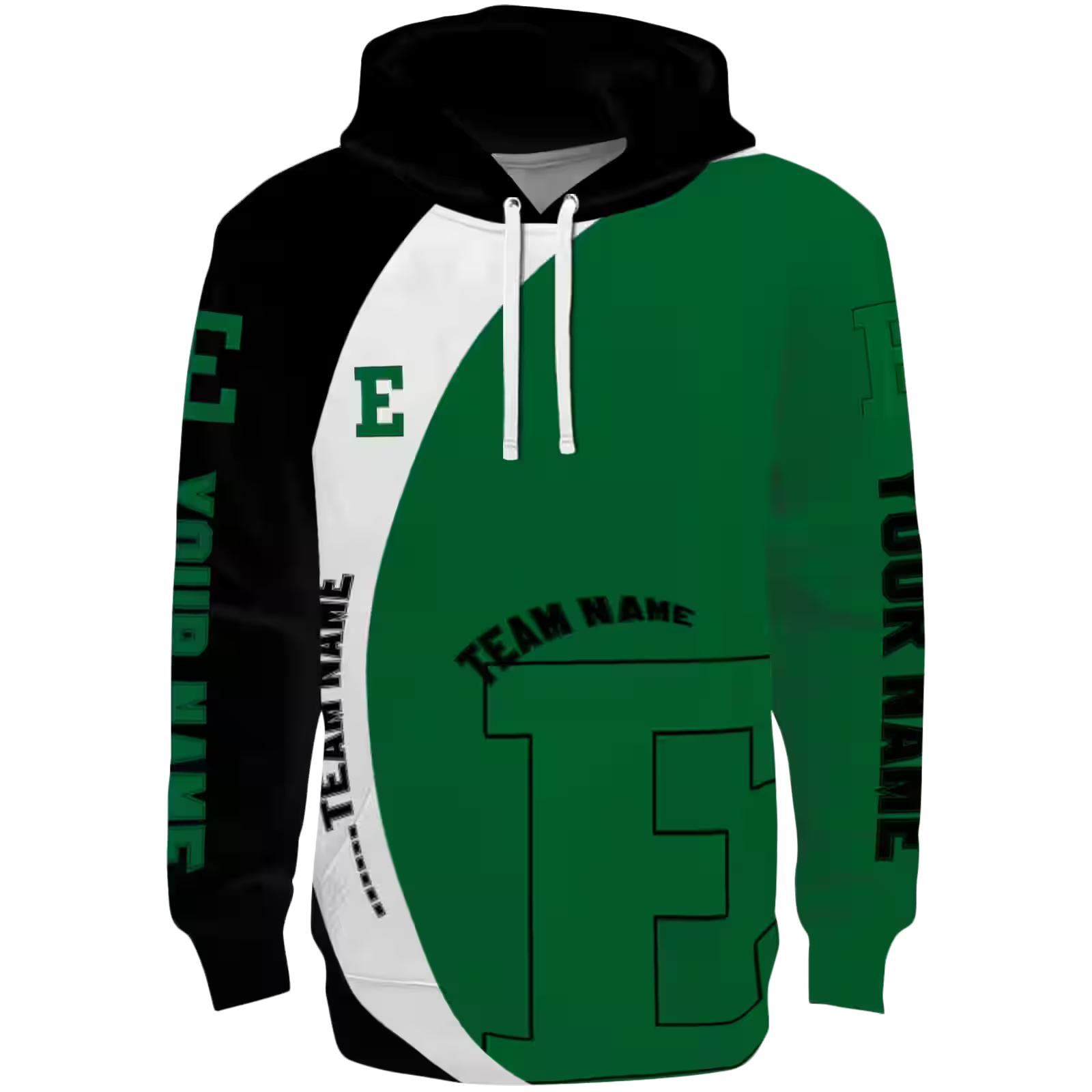 Personalized Eastern Michigan Eagles Minimalist Design Green Black Hoodie