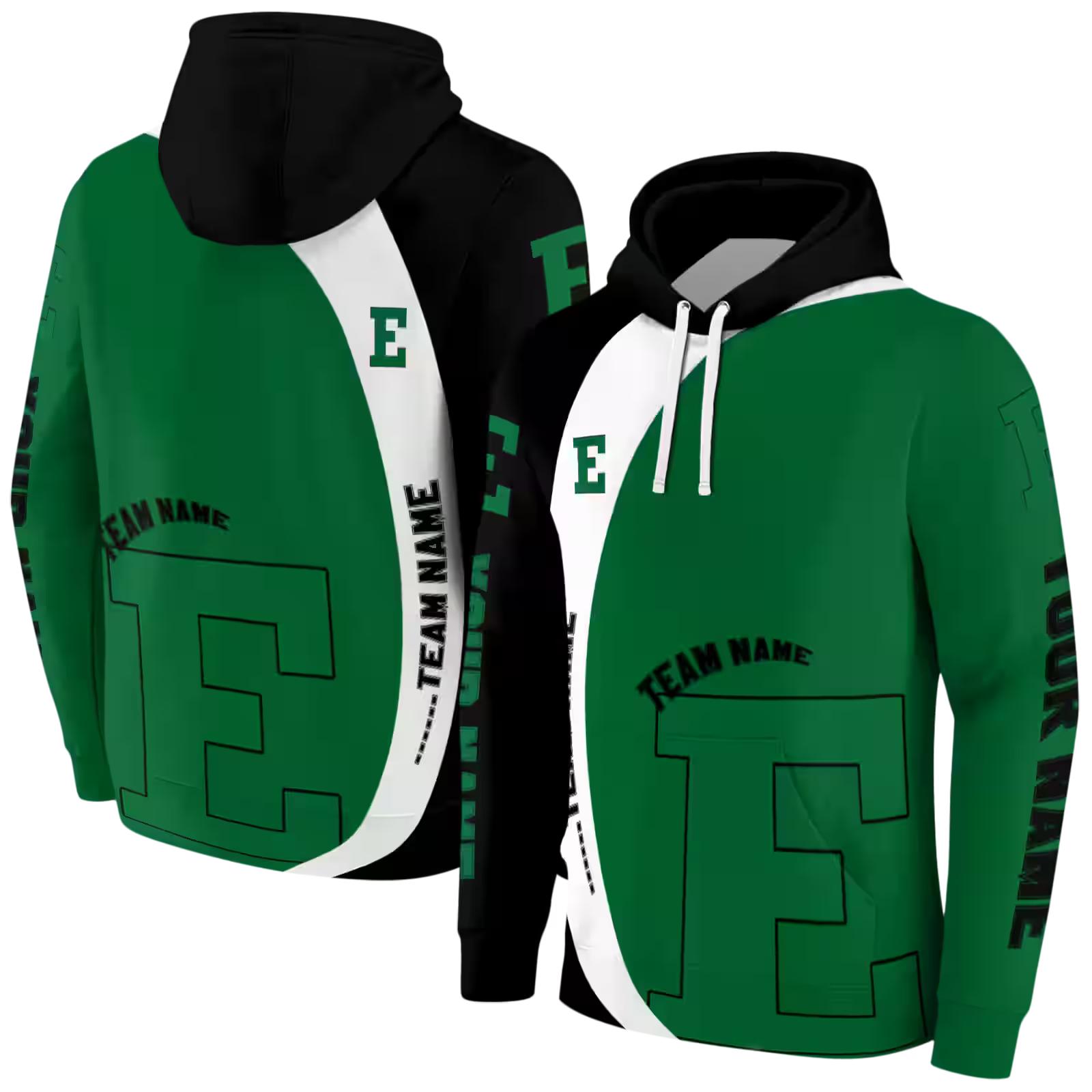 personalized eastern michigan eagles minimalist design green black hoodie fashion forward