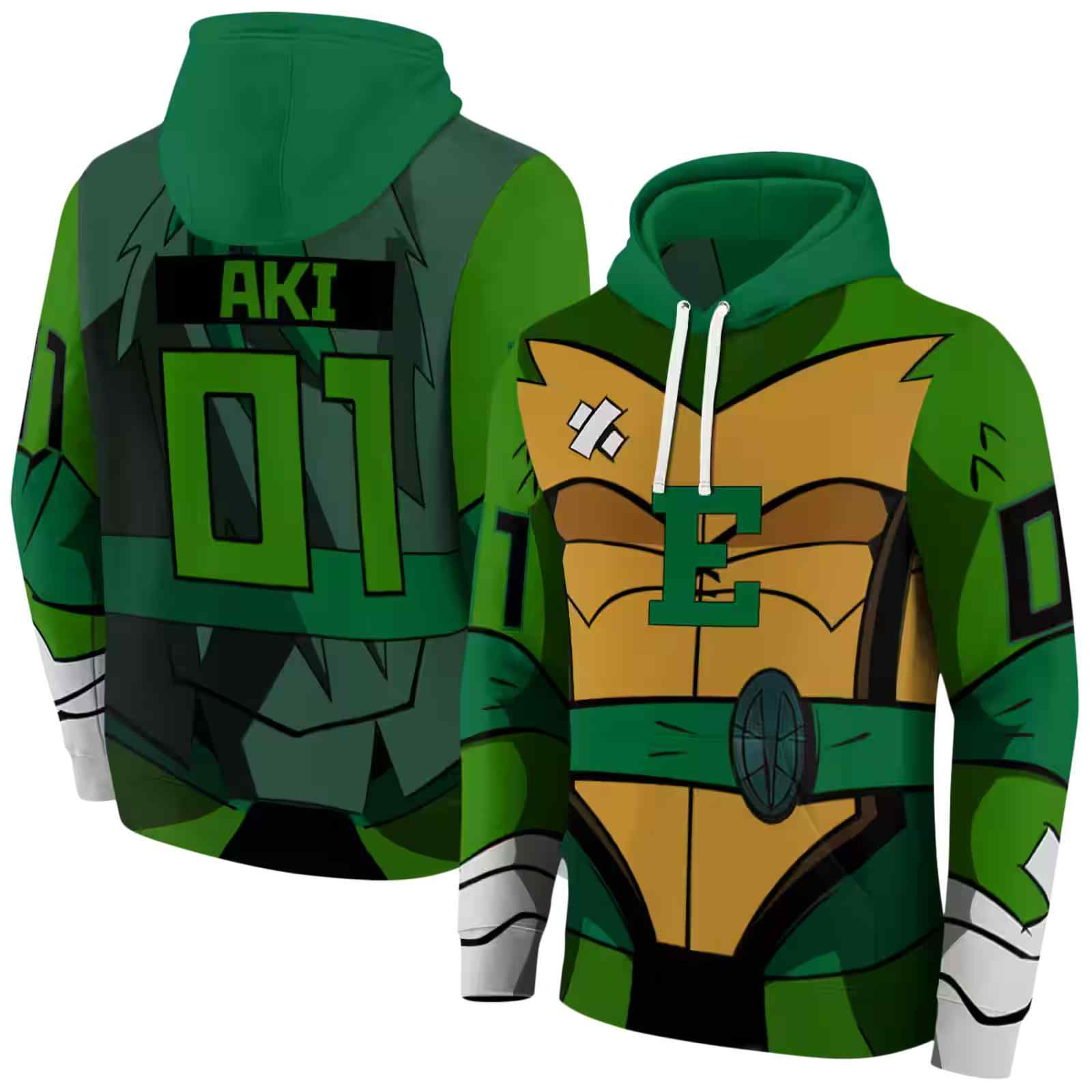 personalized eastern michigan eagles superhero armor green hoodie fashion forward