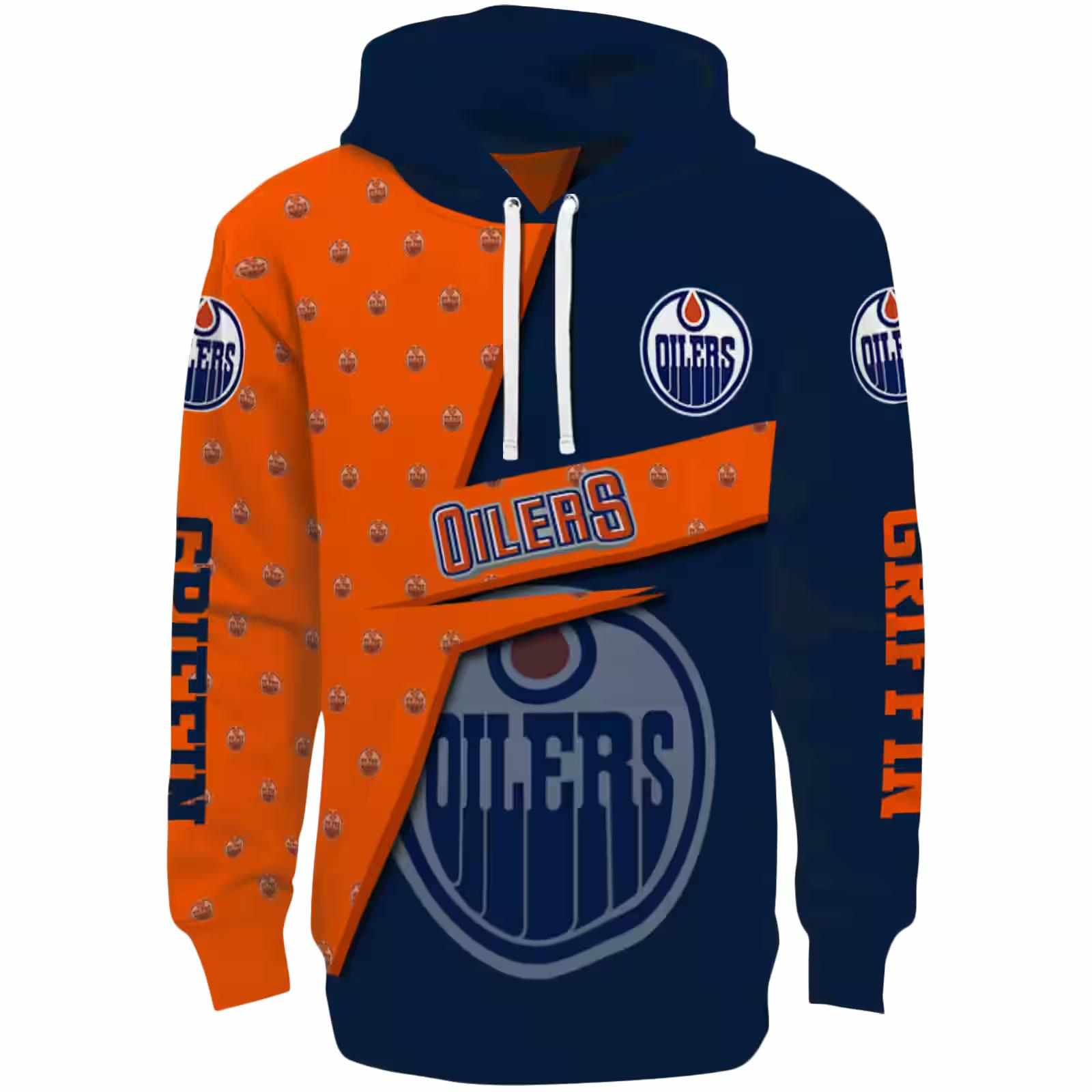 Personalized Edmonton Oilers Abstract Shape Blue Hoodie