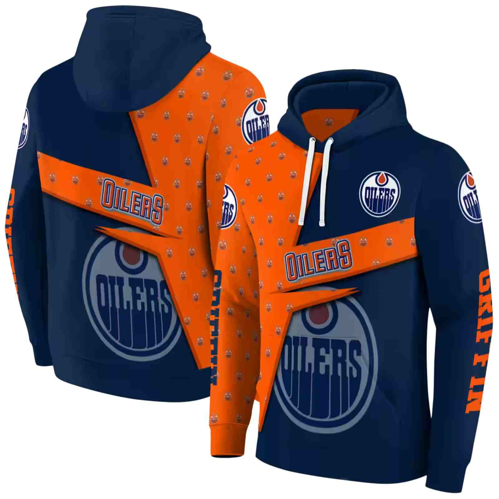 personalized edmonton oilers abstract shape blue hoodie fashion forward