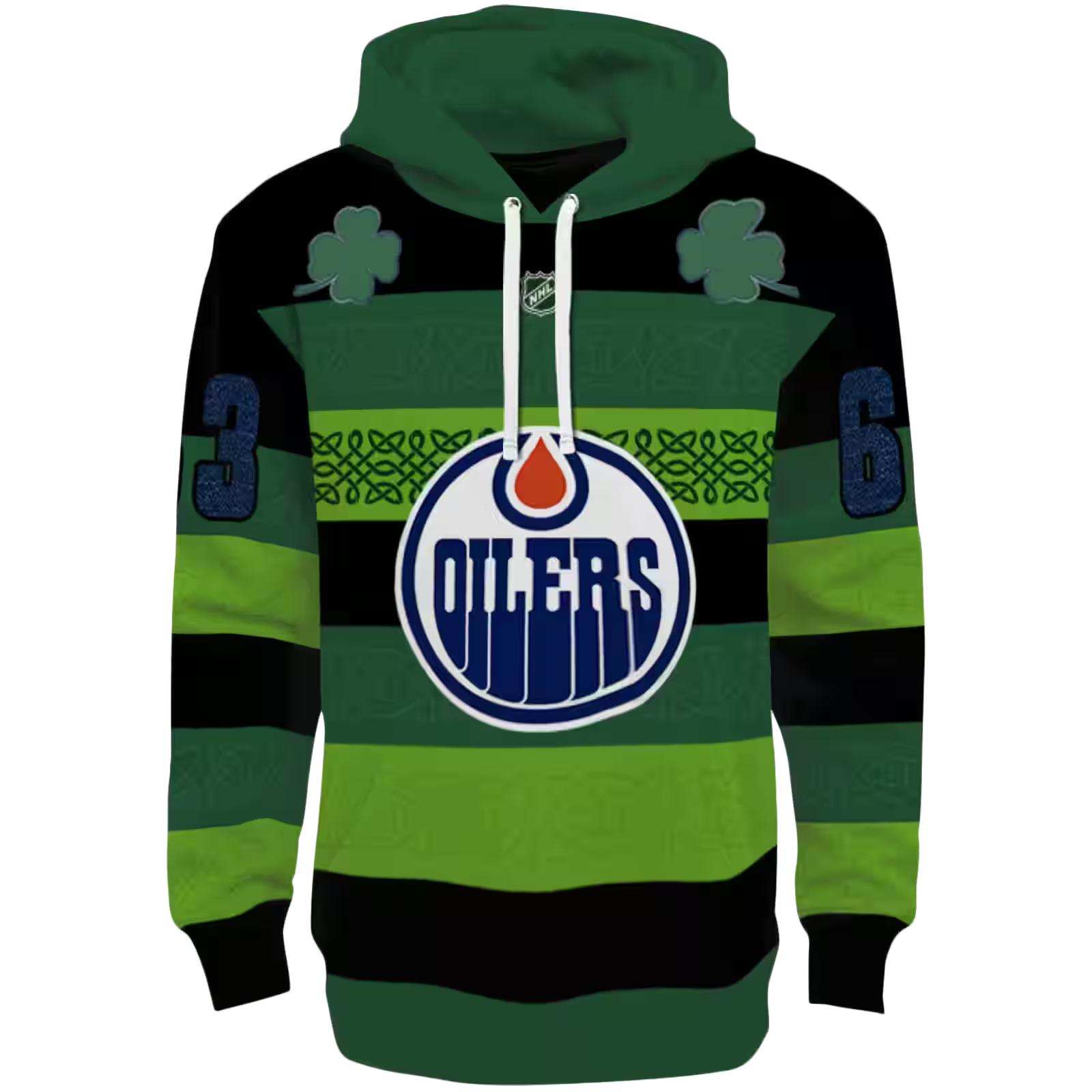 Personalized Edmonton Oilers Celtic Patterns Green Hoodie