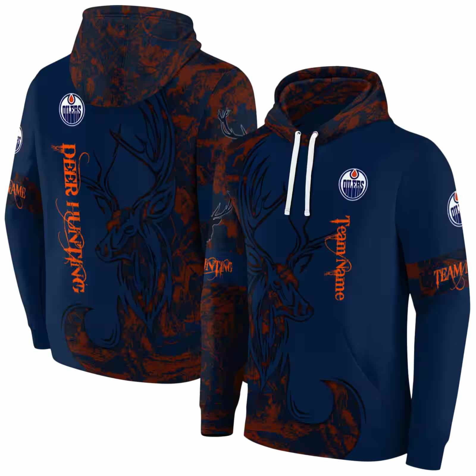 personalized edmonton oilers deer silhouette blue hoodie fashion forward