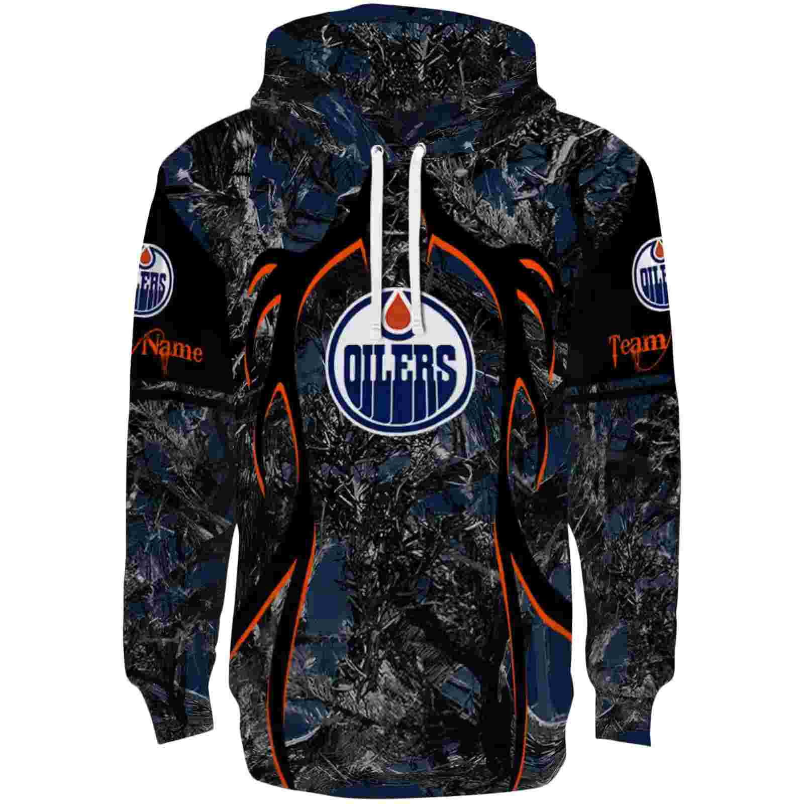 Personalized Edmonton Oilers Hunting Theme Blue Black Hoodie