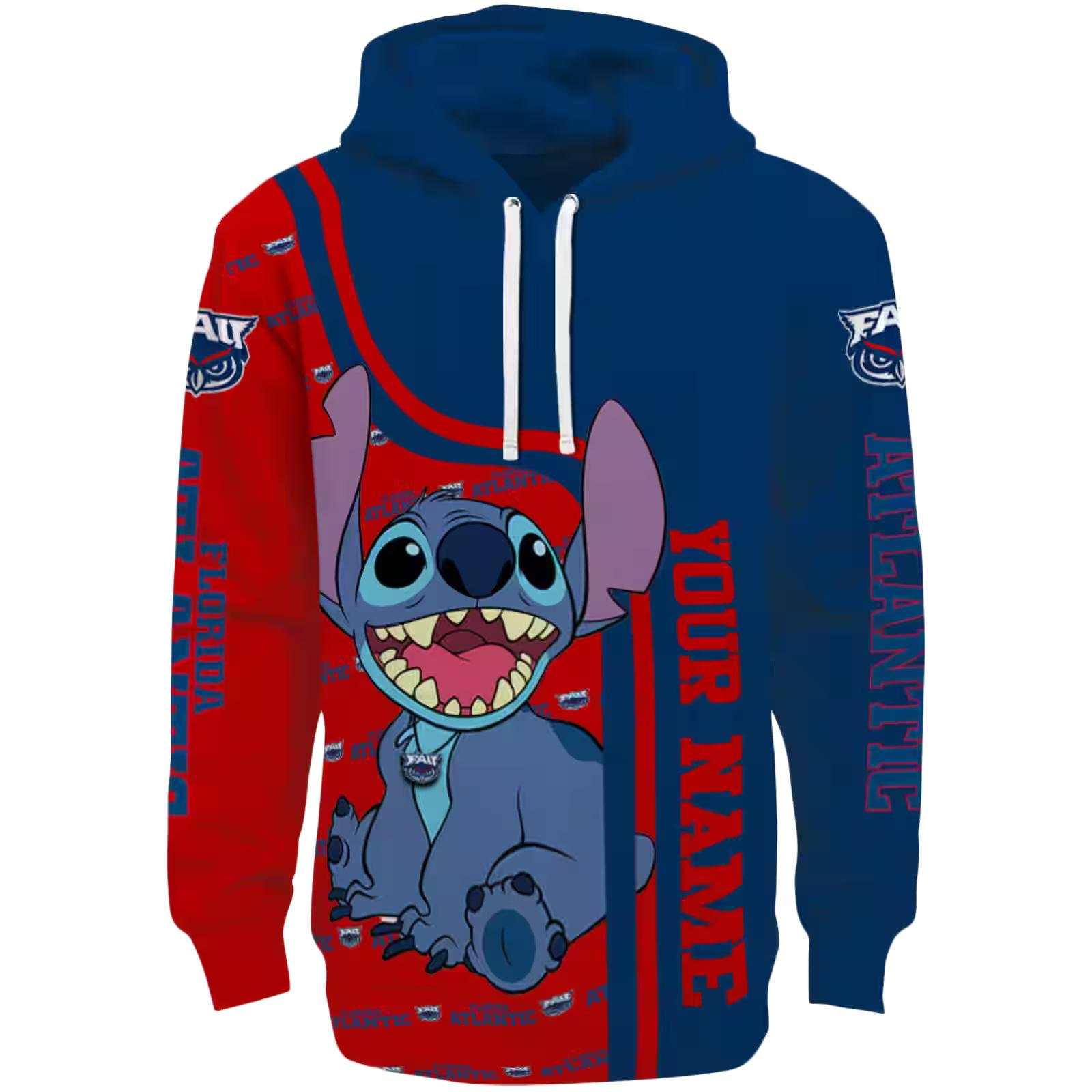 Personalized Florida Atlantic Owls Stitch Blue Hoodie