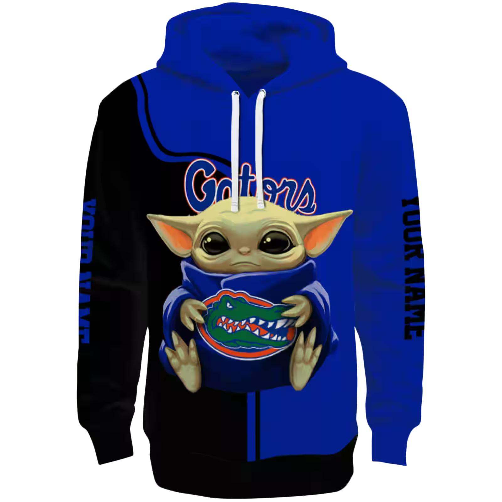 Personalized Florida Gators Baby Yoda Blue Black Hoodie