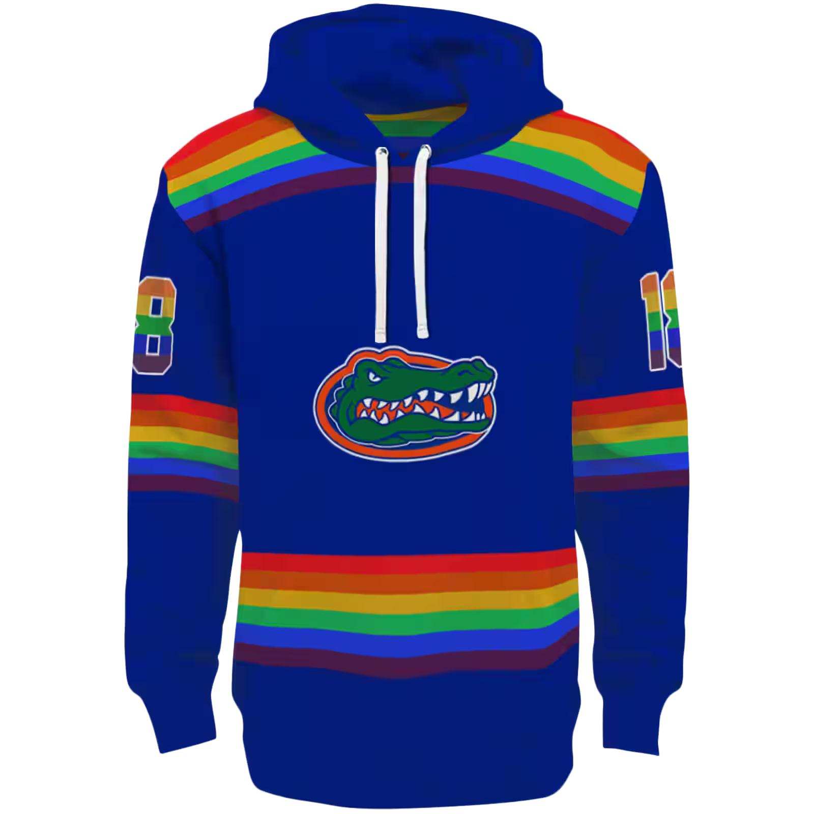 Personalized Florida Gators Rainbow Stripes Blue Hoodie