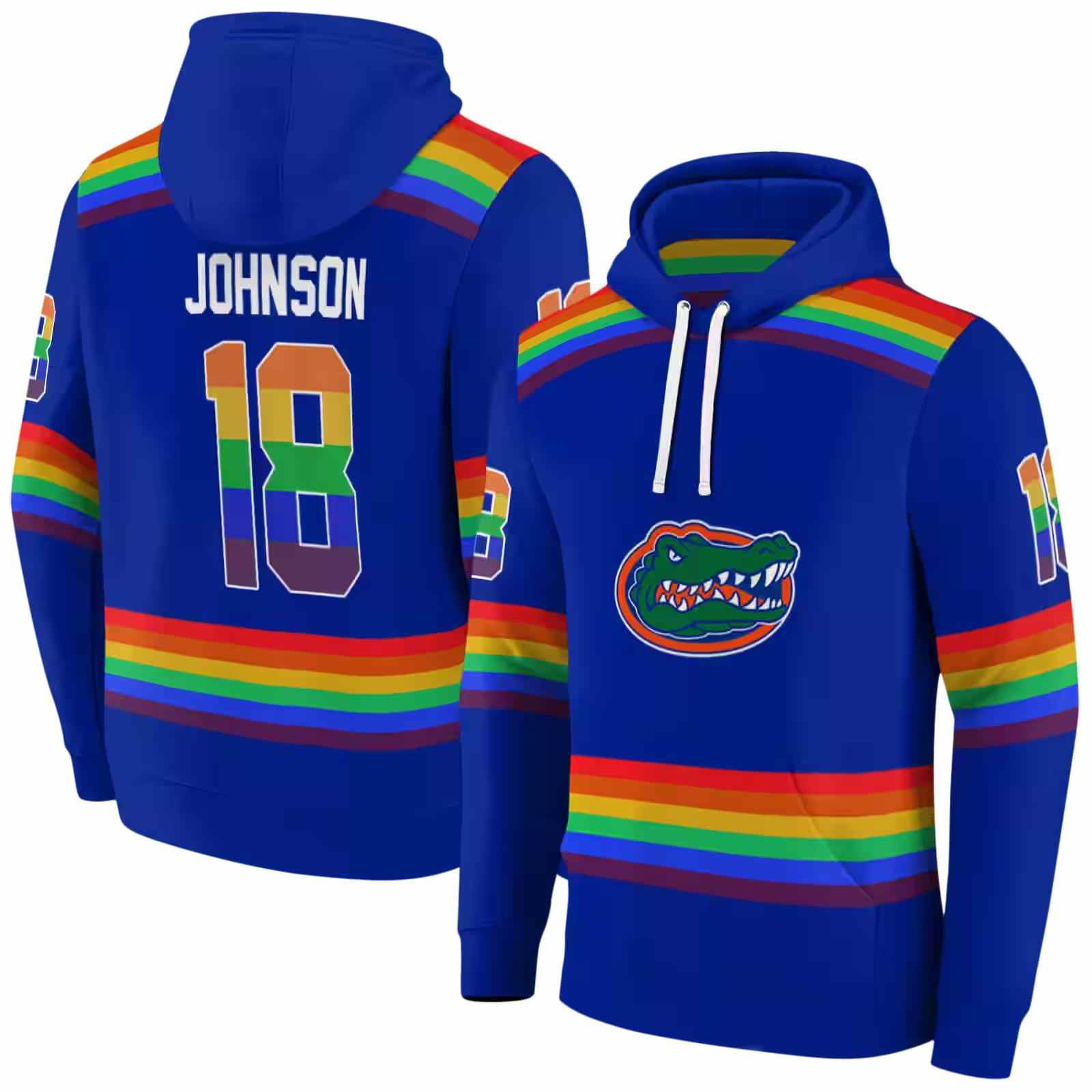 personalized florida gators rainbow stripes blue hoodie fashion forward