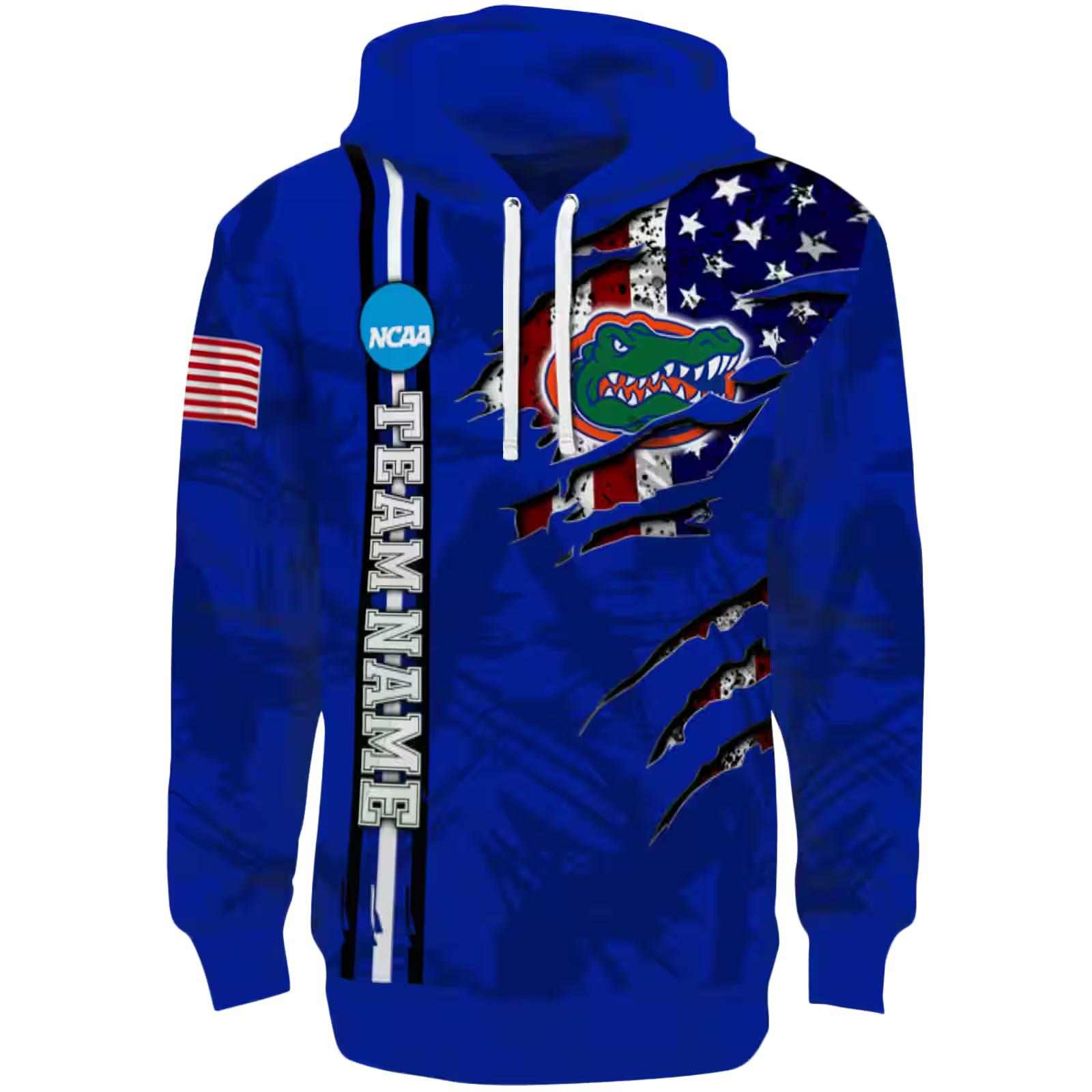 Personalized Florida Gators Ripped Flag Blue Hoodie