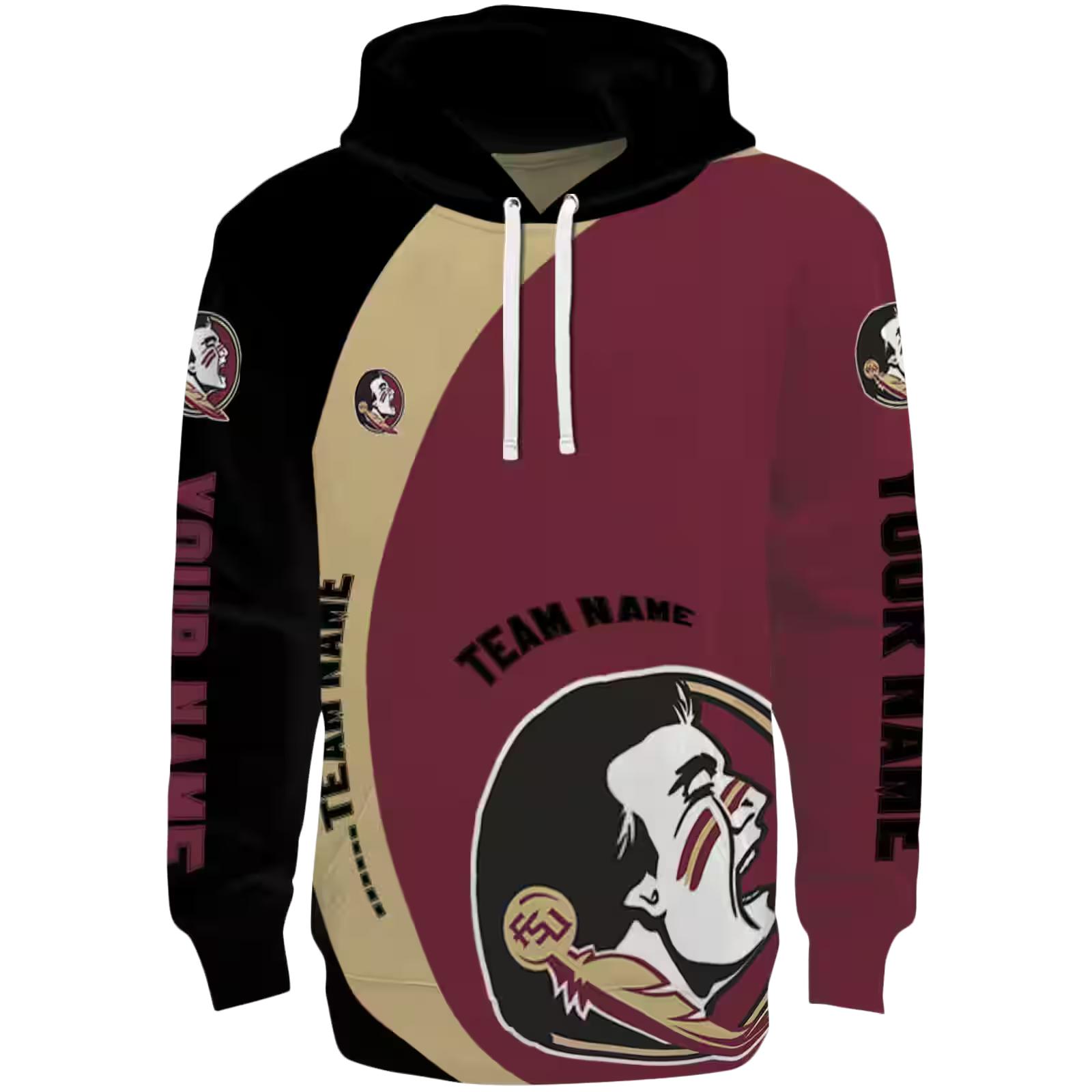 Personalized Florida State Seminoles Minimalist Design Garnet Black Hoodie