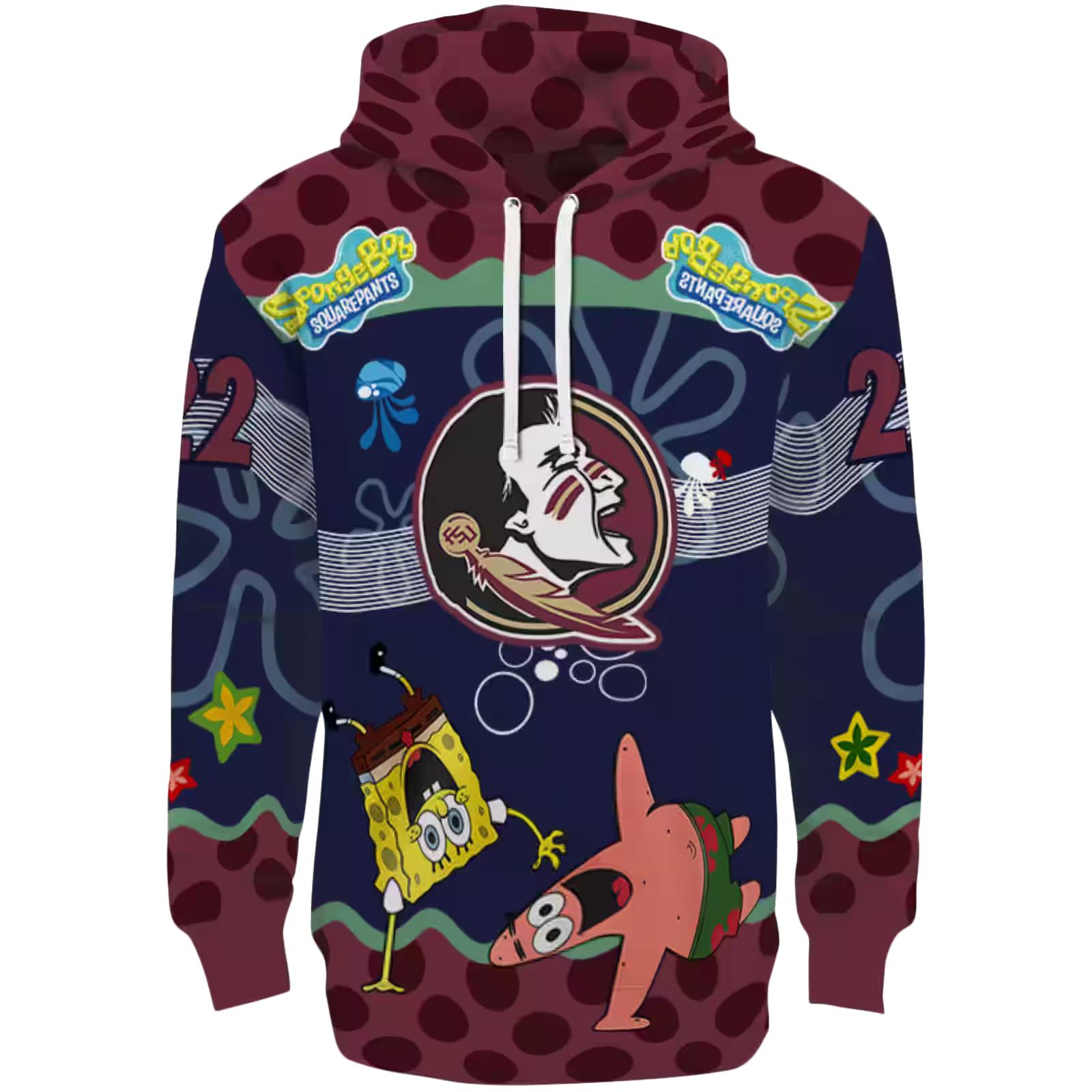 Personalized Florida State Seminoles Spongebob Patrick Star Garnet Navy Hoodie