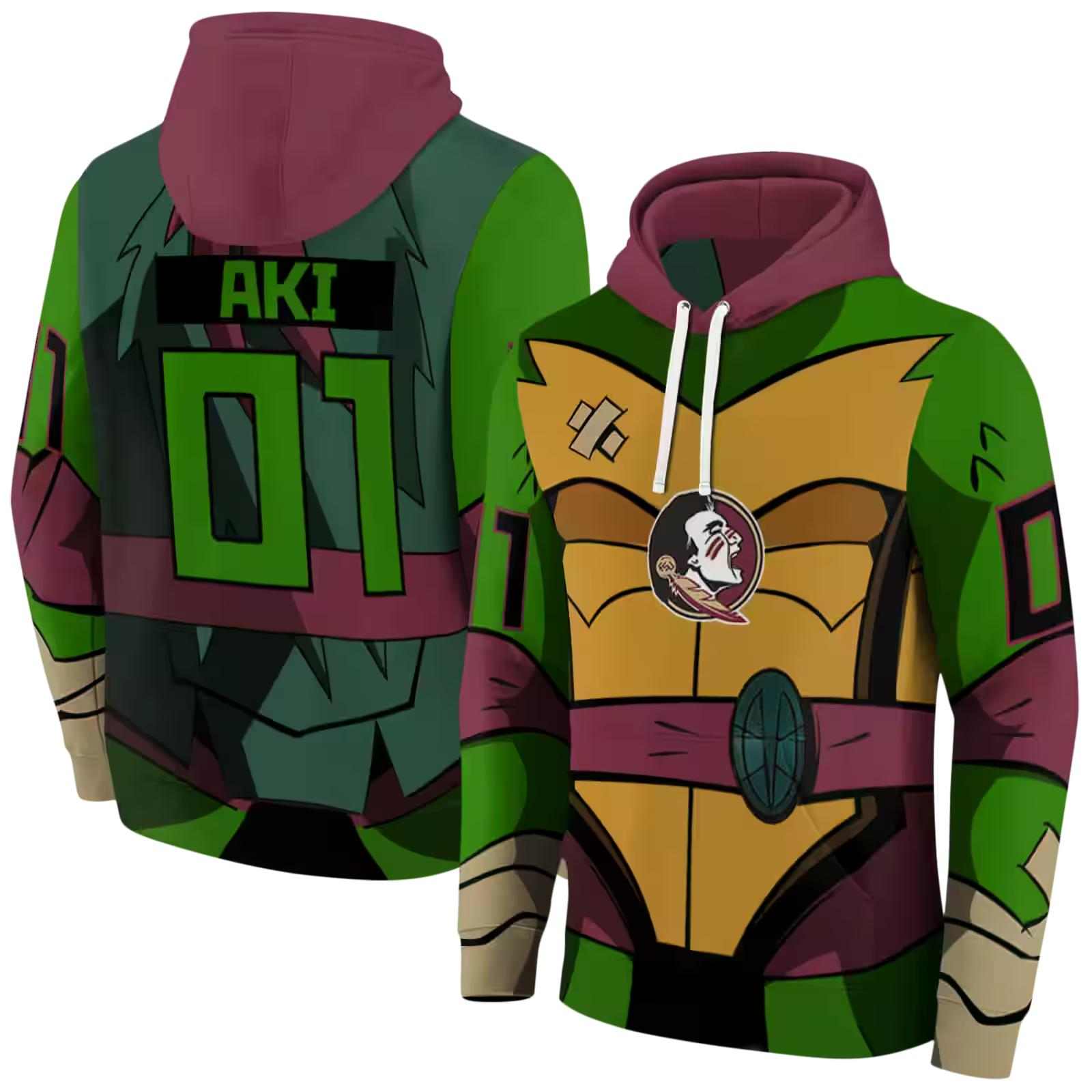 personalized florida state seminoles superhero armor garnet green hoodie fashion forward