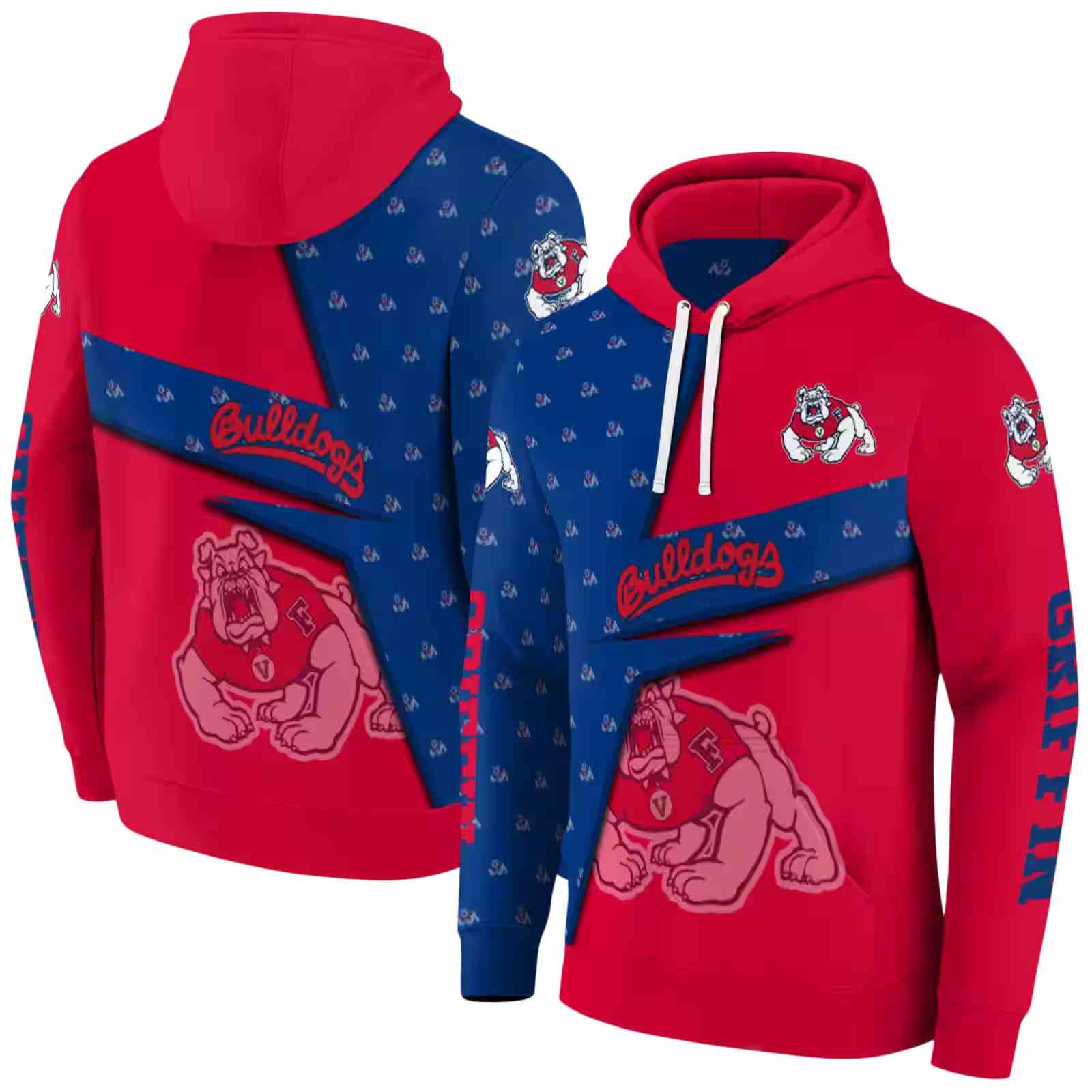 personalized fresno state bulldogs abstract shape red hoodie fashion forward