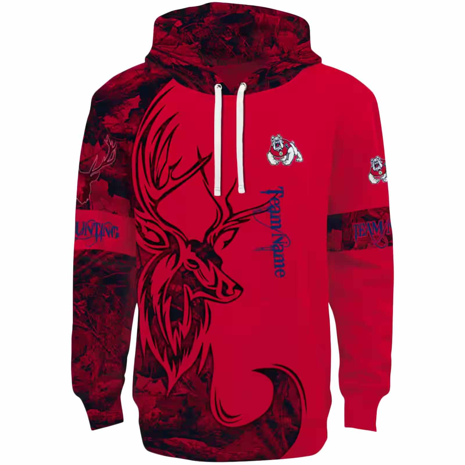 Personalized Fresno State Bulldogs Deer Silhouette Red Hoodie