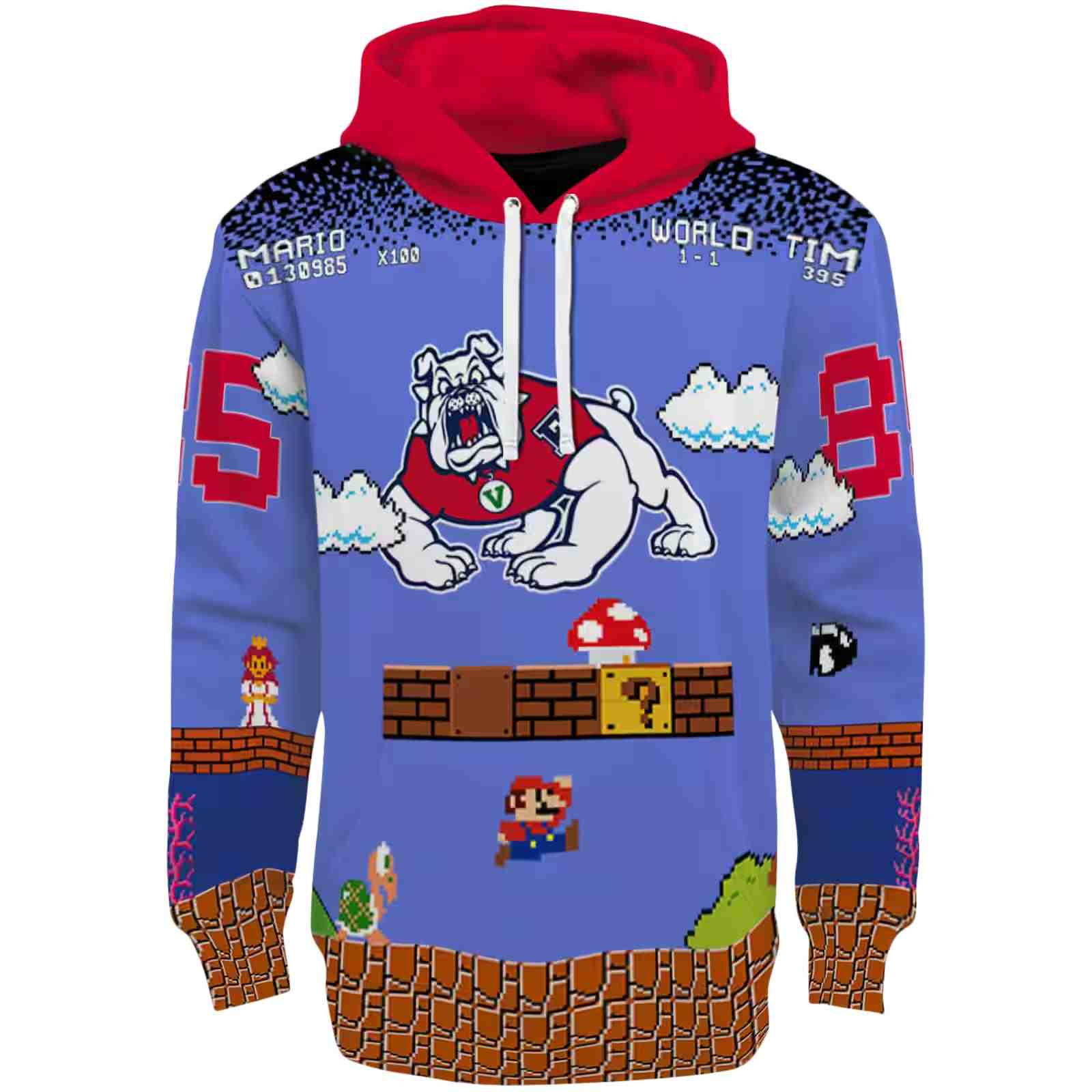 Personalized Fresno State Bulldogs Mario Blue Black Hoodie