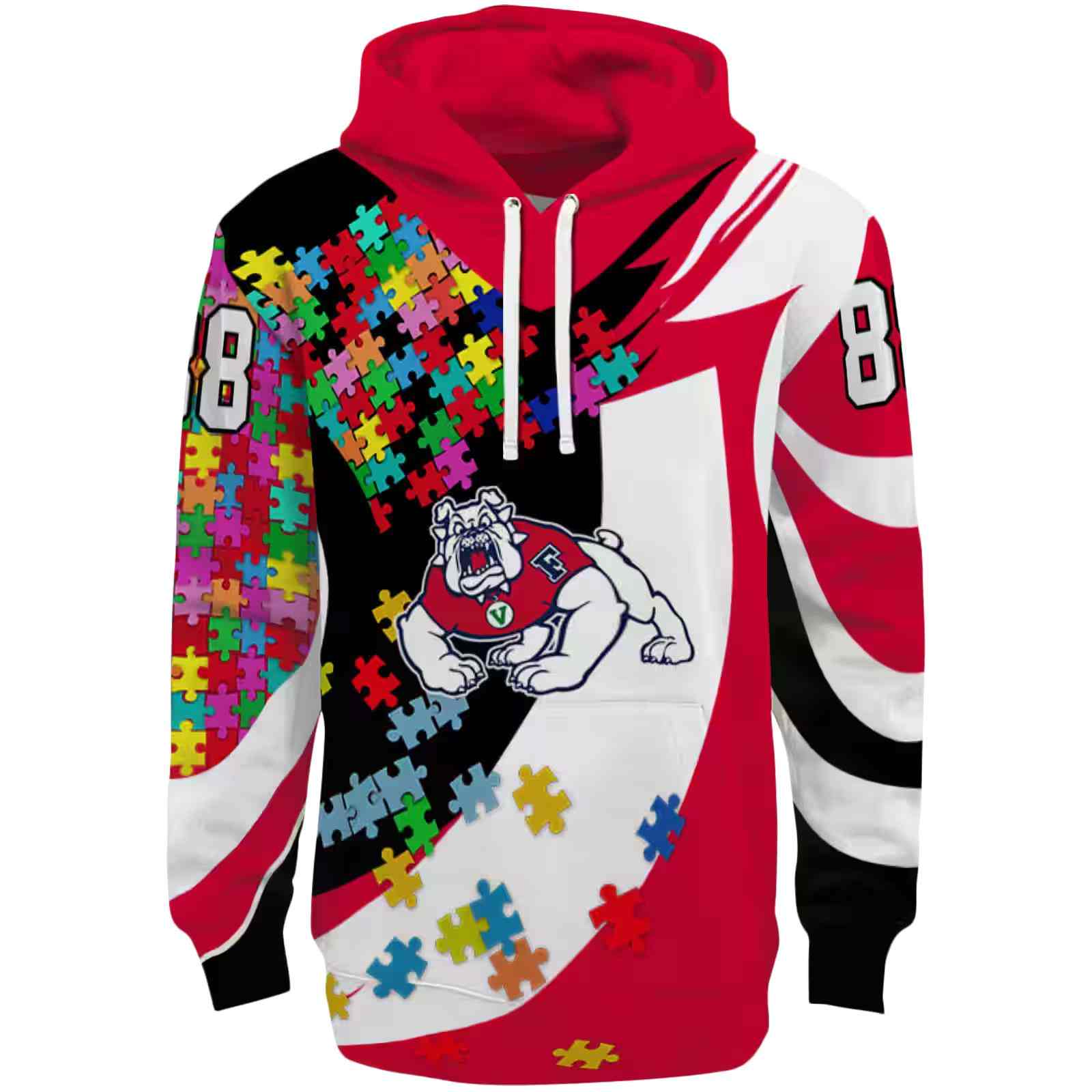 Personalized Fresno State Bulldogs Puzzle Pieces Red Hoodie