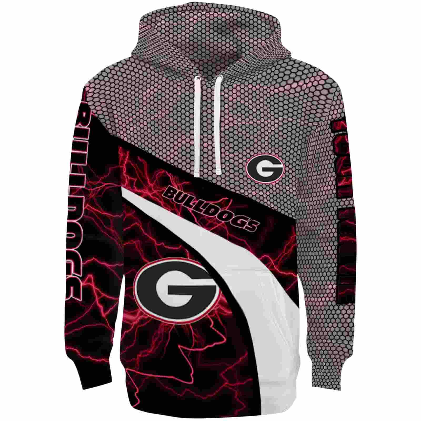 Personalized Georgia Bulldogs Hexagonal Mesh Red Black Gray Hoodie