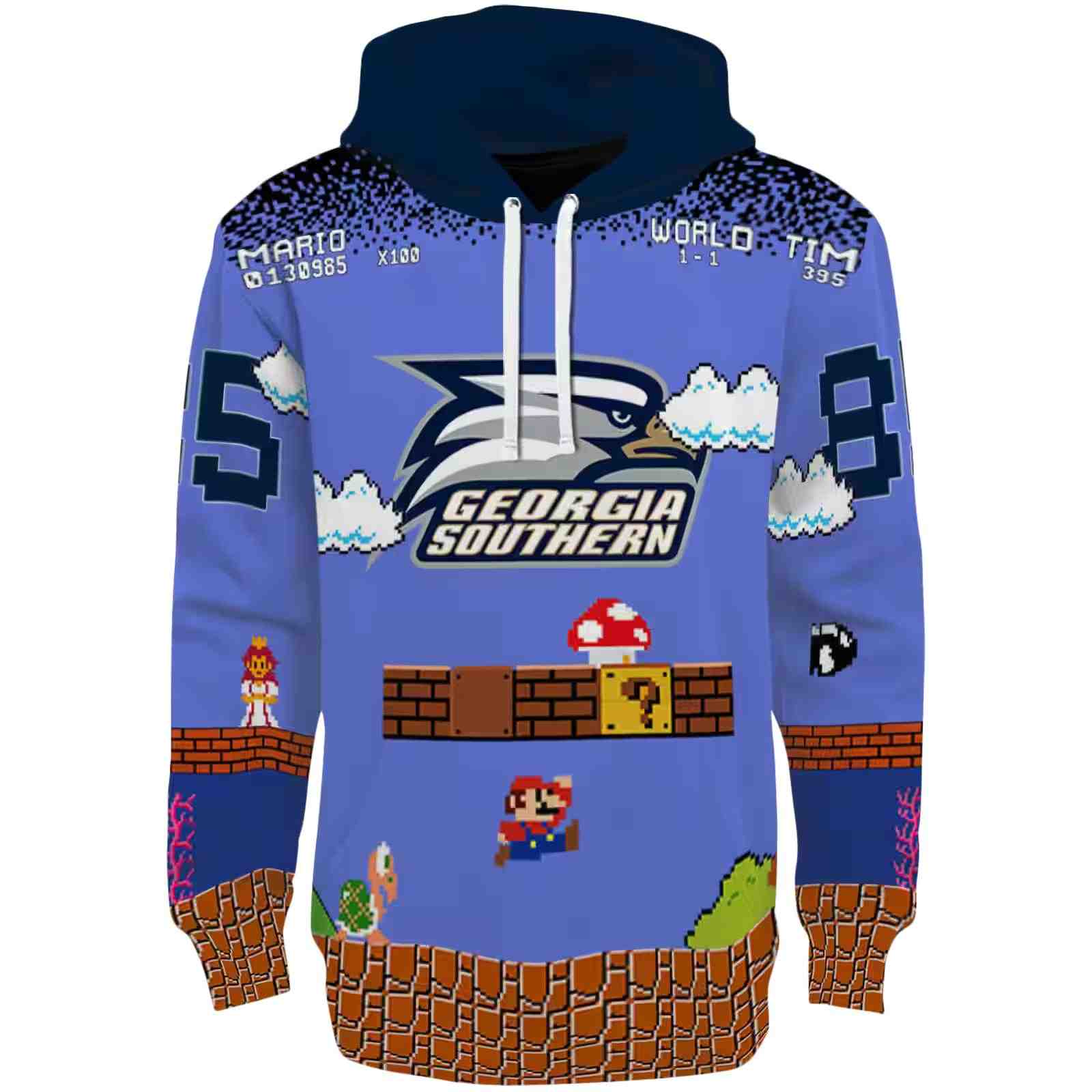 Personalized Georgia Southern Eagles Mario Blue Black Hoodie