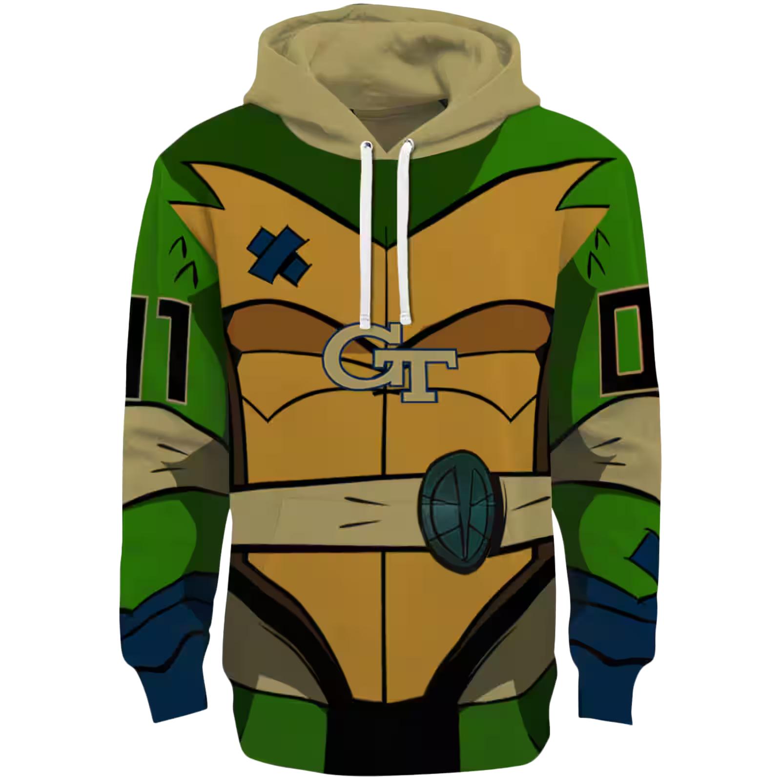 Personalized Georgia Tech Yellow Jackets Superhero Armor Gold Green Hoodie