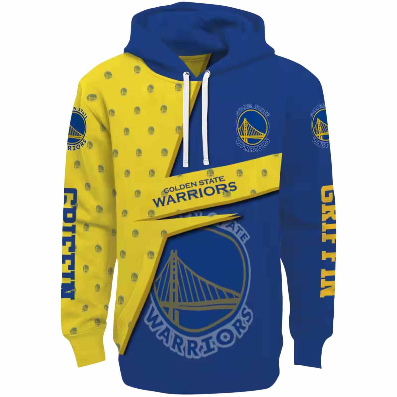 Personalized Golden State Warriors Abstract Shape Blue Hoodie