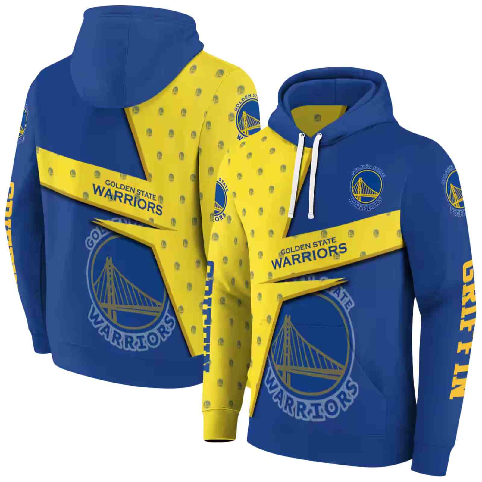 personalized golden state warriors abstract shape blue hoodie fashion forward
