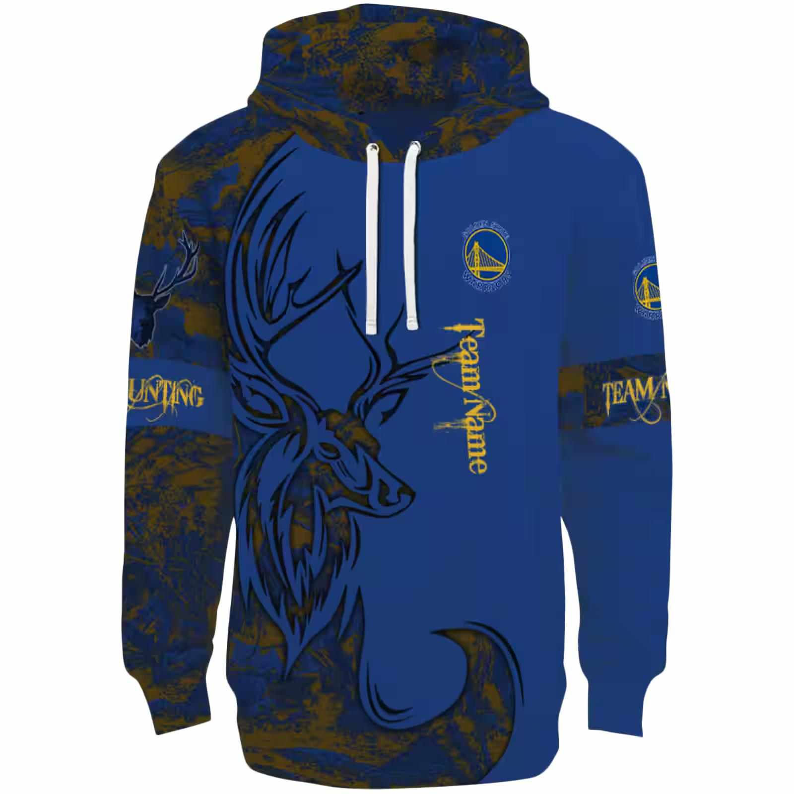 Personalized Golden State Warriors Deer Silhouette Blue Hoodie