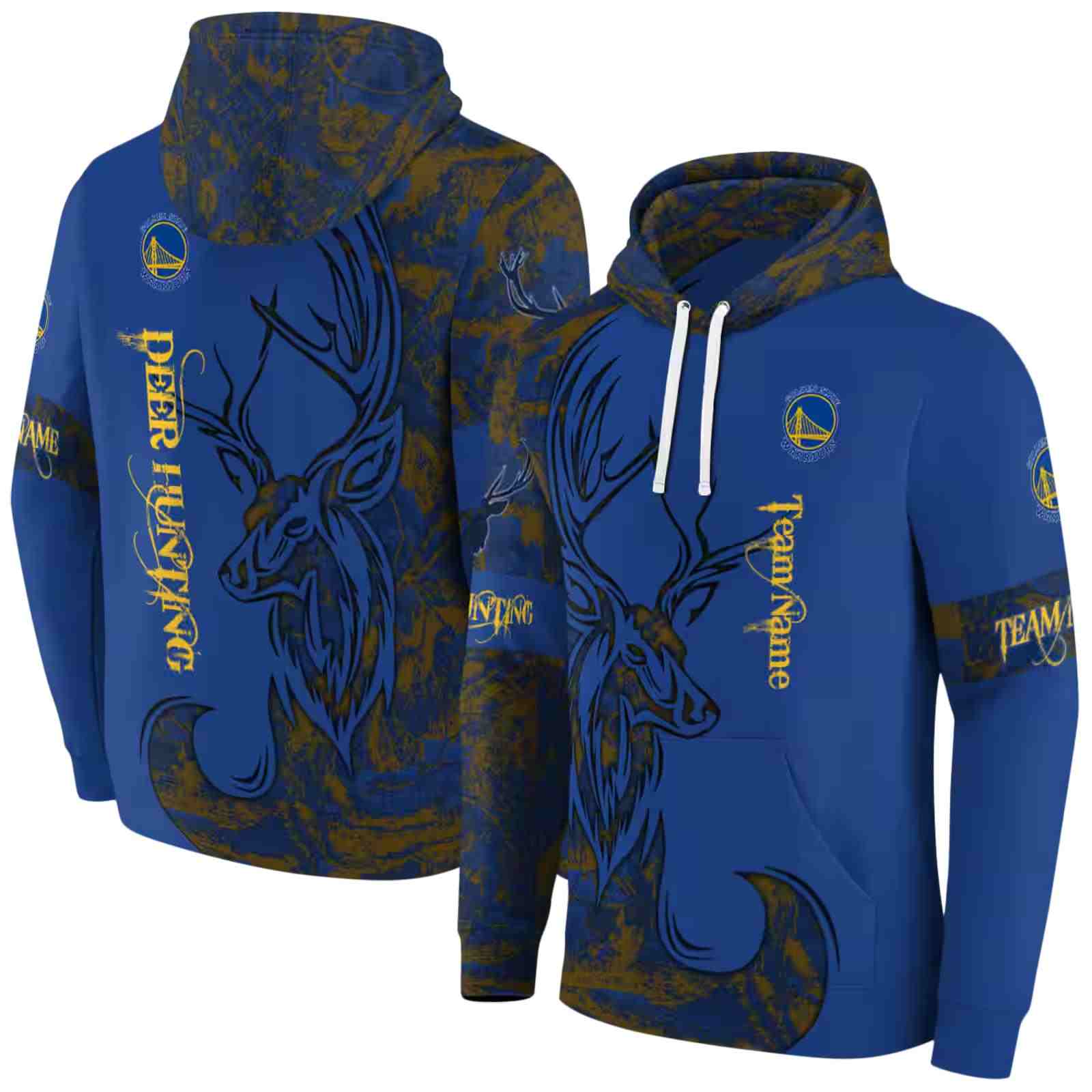 personalized golden state warriors deer silhouette blue hoodie fashion forward