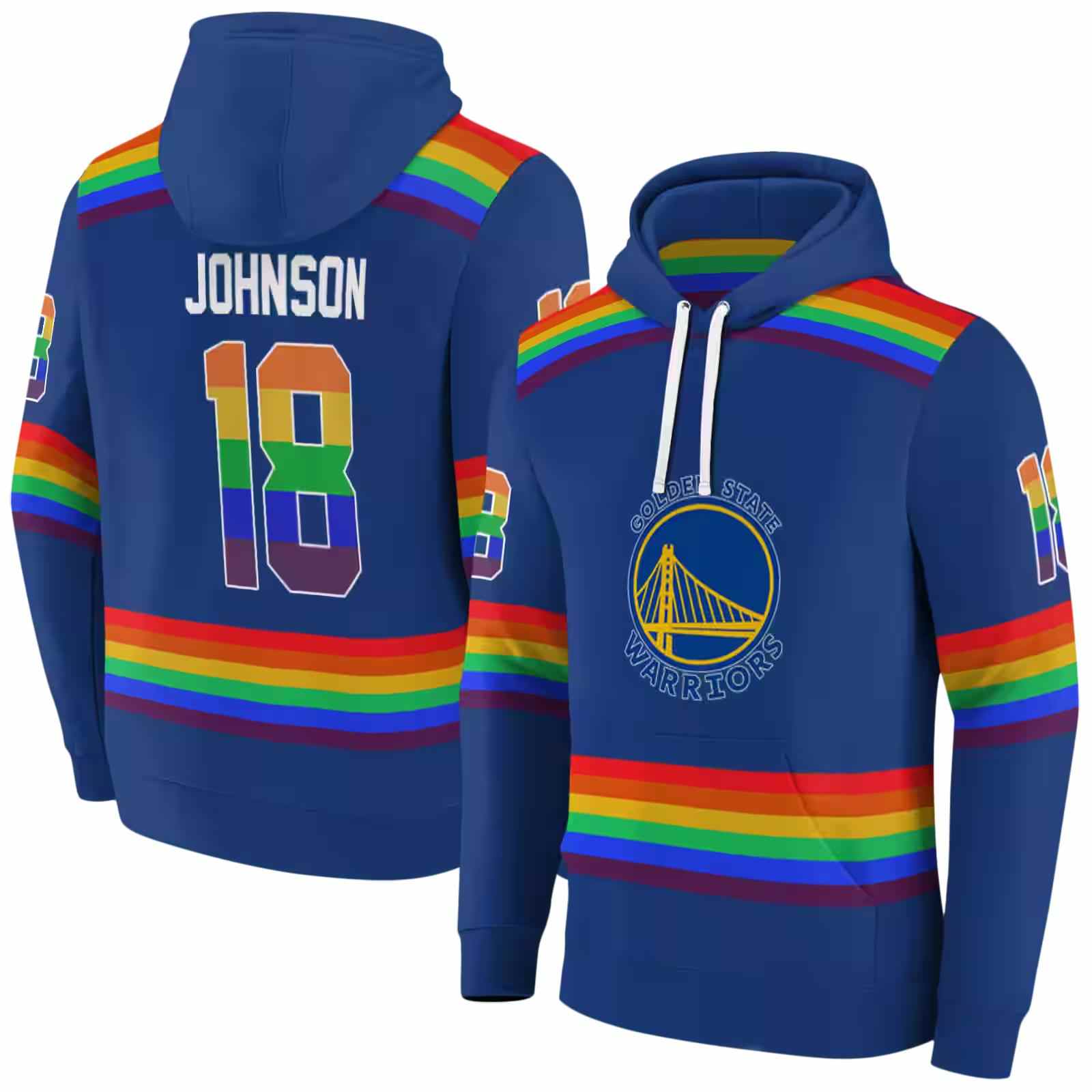 personalized golden state warriors rainbow stripes blue hoodie fashion forward