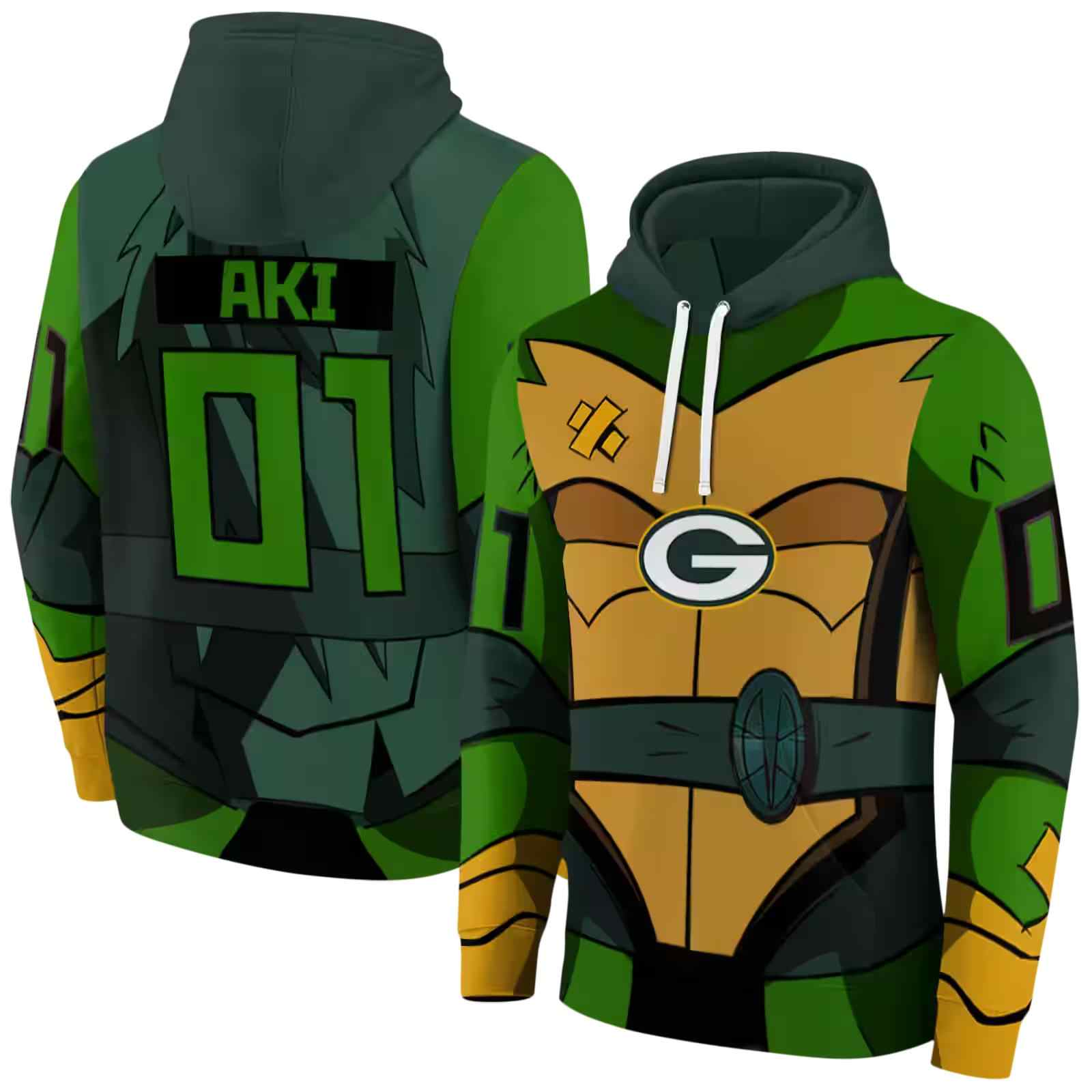personalized green bay packers superhero armor green hoodie fashion forward