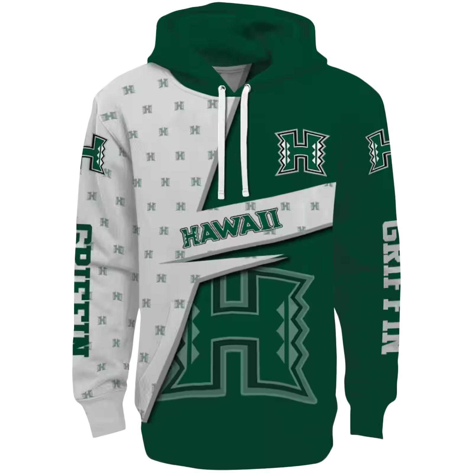 Personalized Hawaii Rainbow Warriors Abstract Shape Green Hoodie