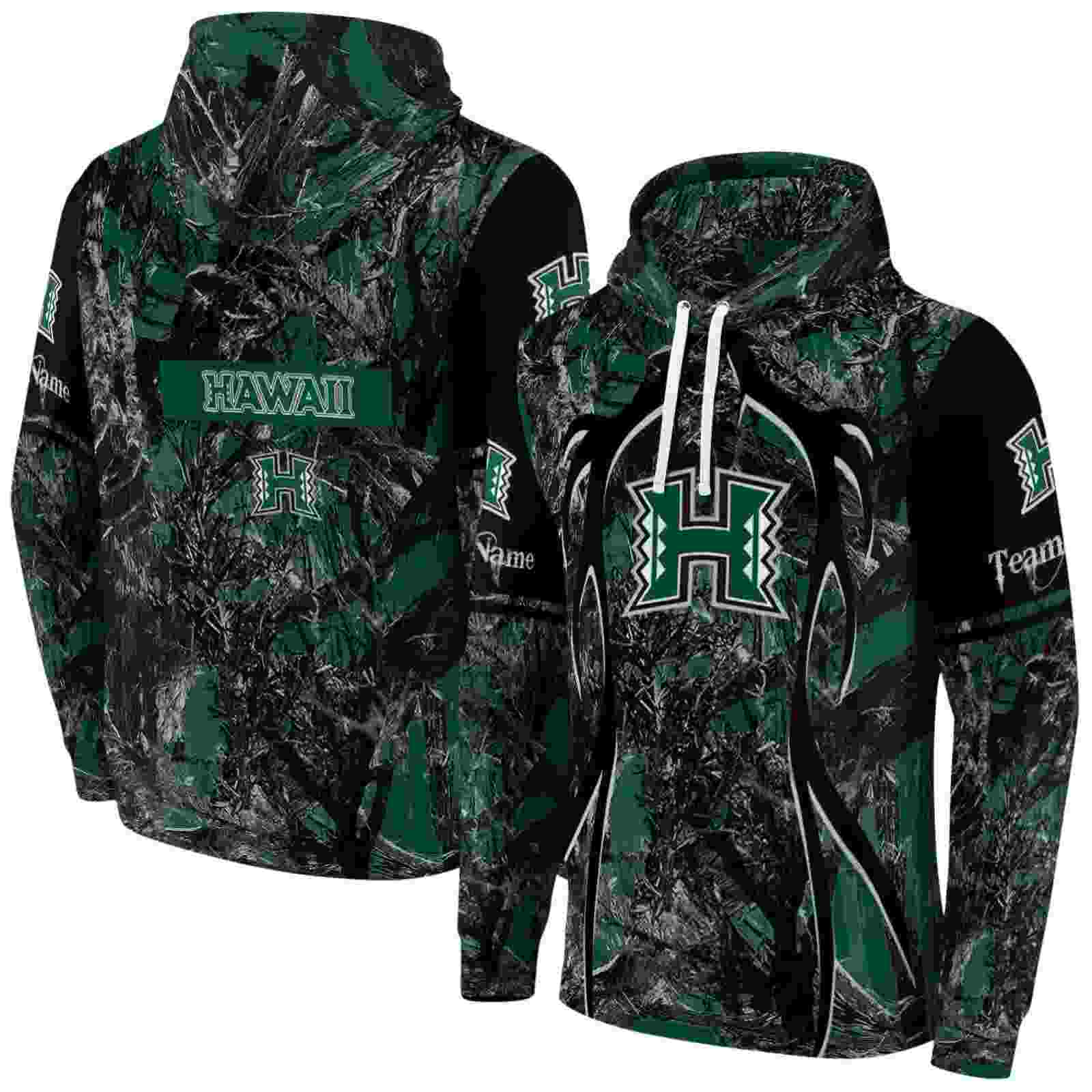 personalized hawaii rainbow warriors hunting theme green black hoodie fashion forward