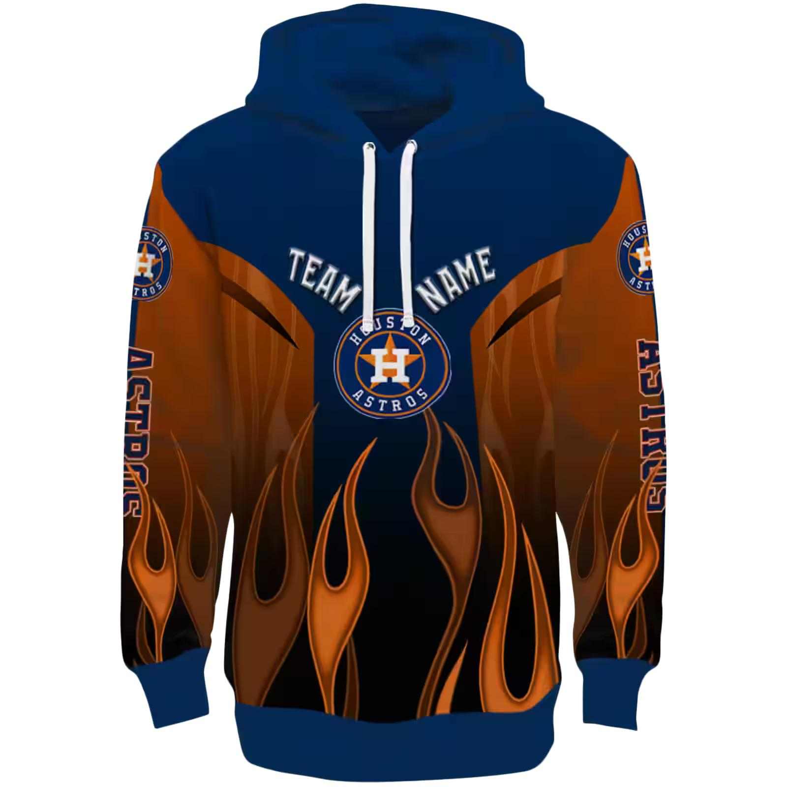 Personalized Houston Astros Flame Design Blue Hoodie