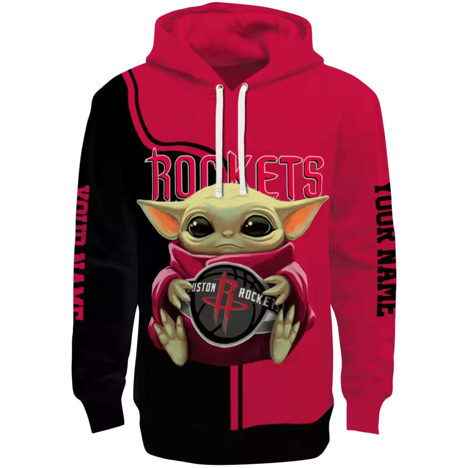 Personalized Houston Rockets Baby Yoda Red Black Hoodie