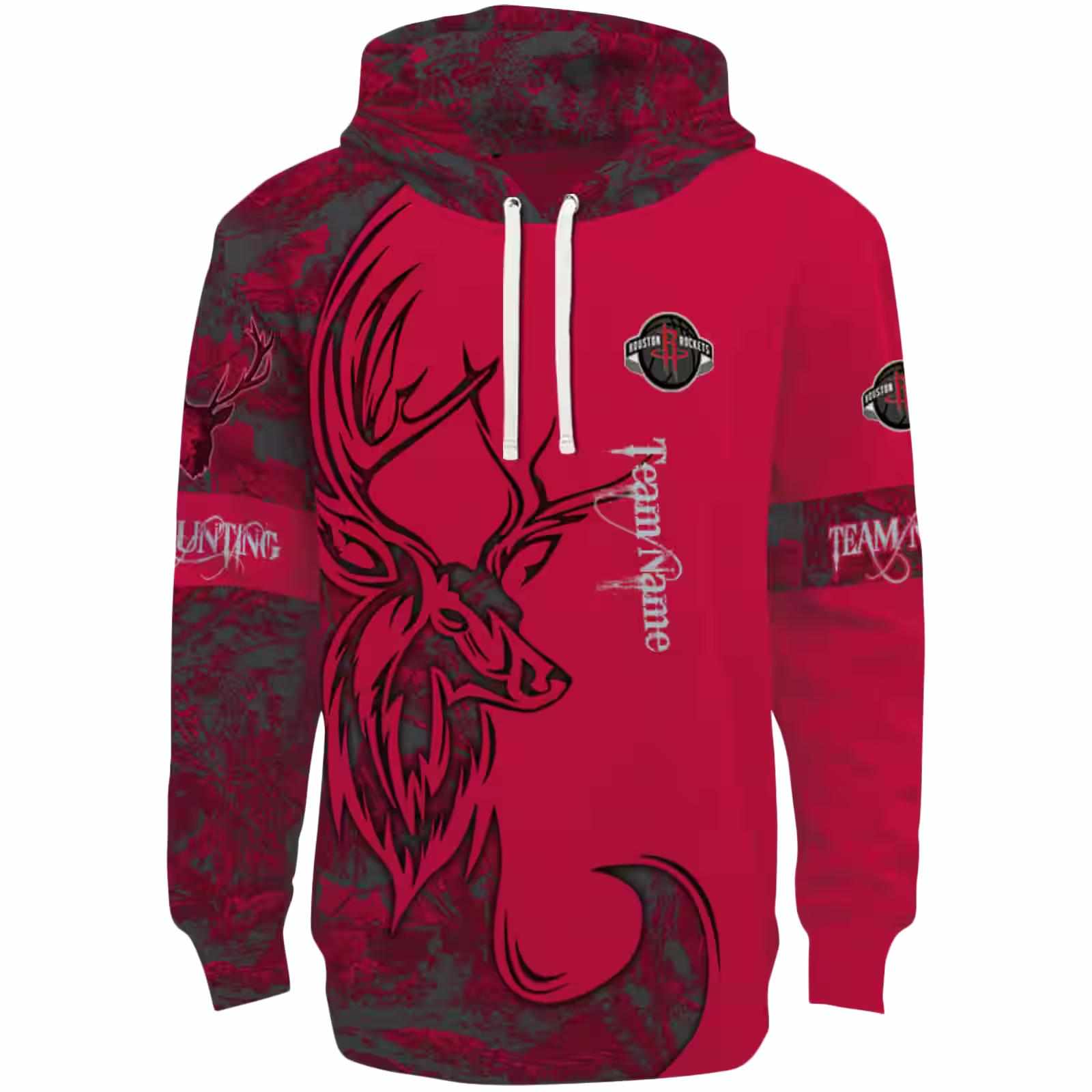 Personalized Houston Rockets Deer Silhouette Red Hoodie
