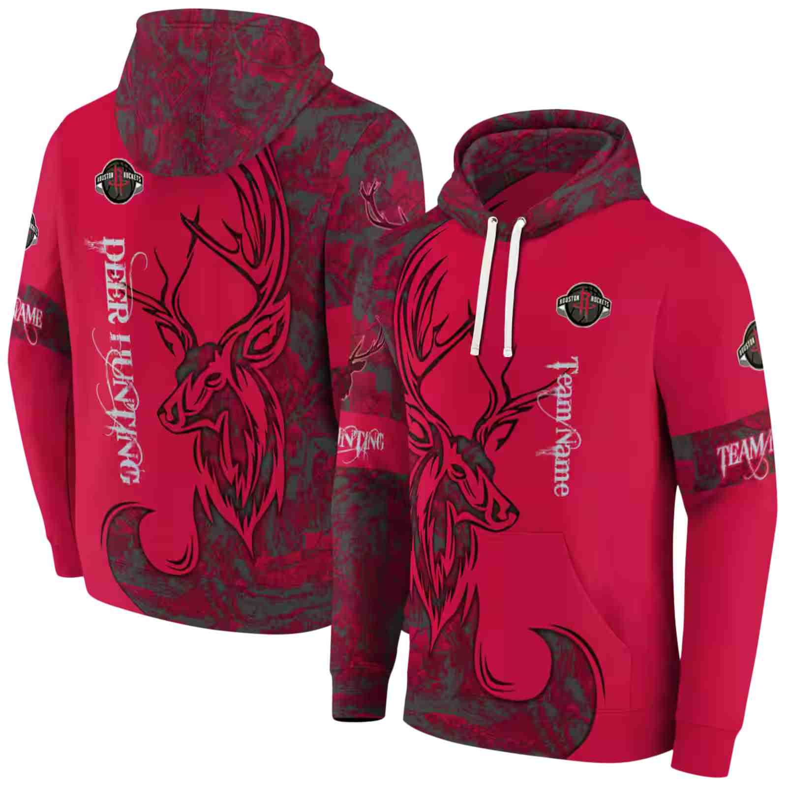 personalized houston rockets deer silhouette red hoodie fashion forward