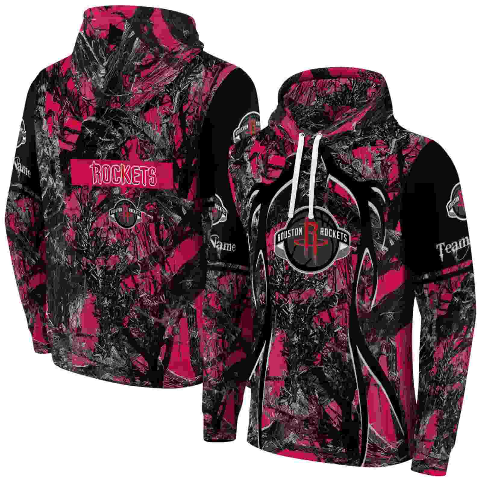 personalized houston rockets hunting theme red black hoodie fashion forward