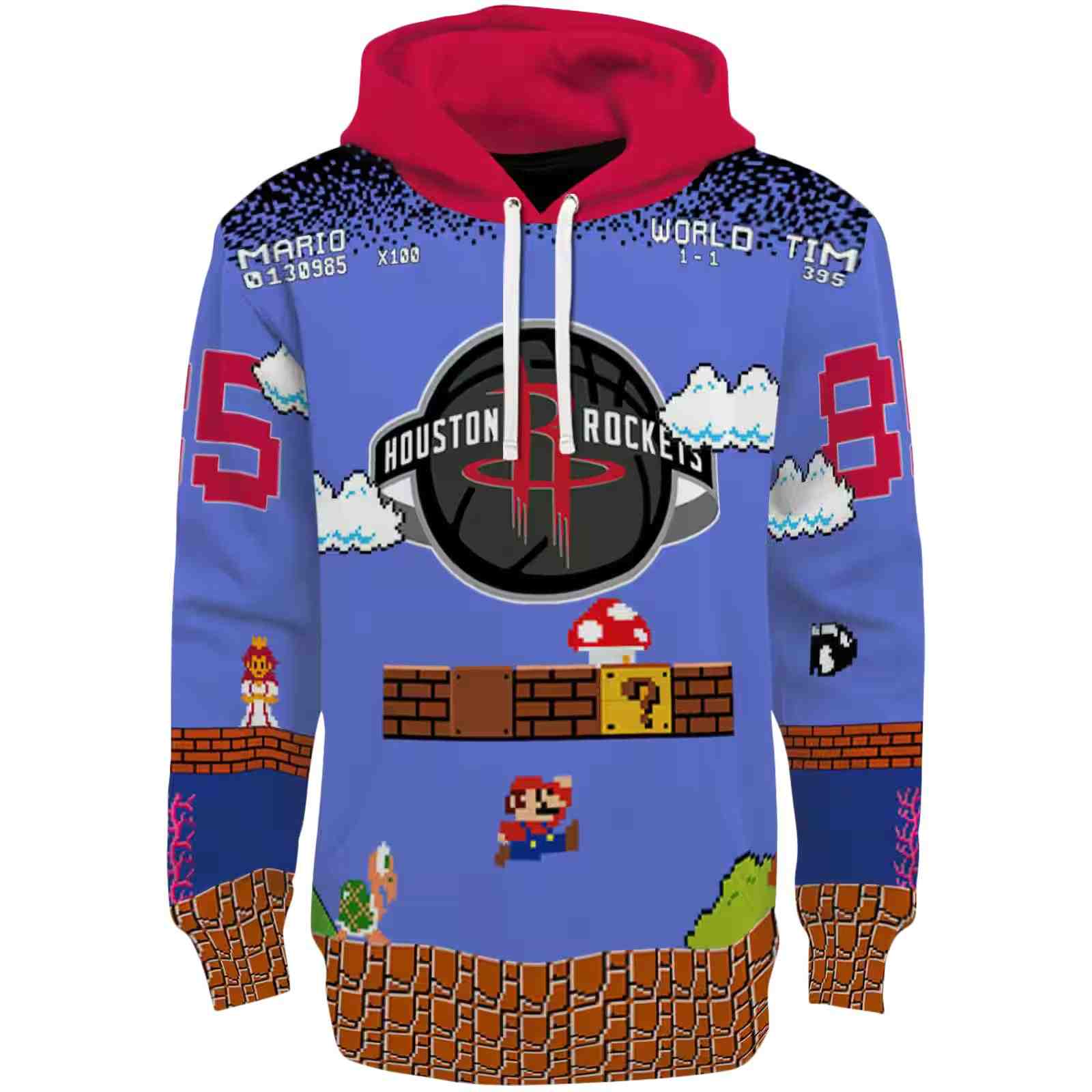Personalized Houston Rockets Mario Blue Black Hoodie