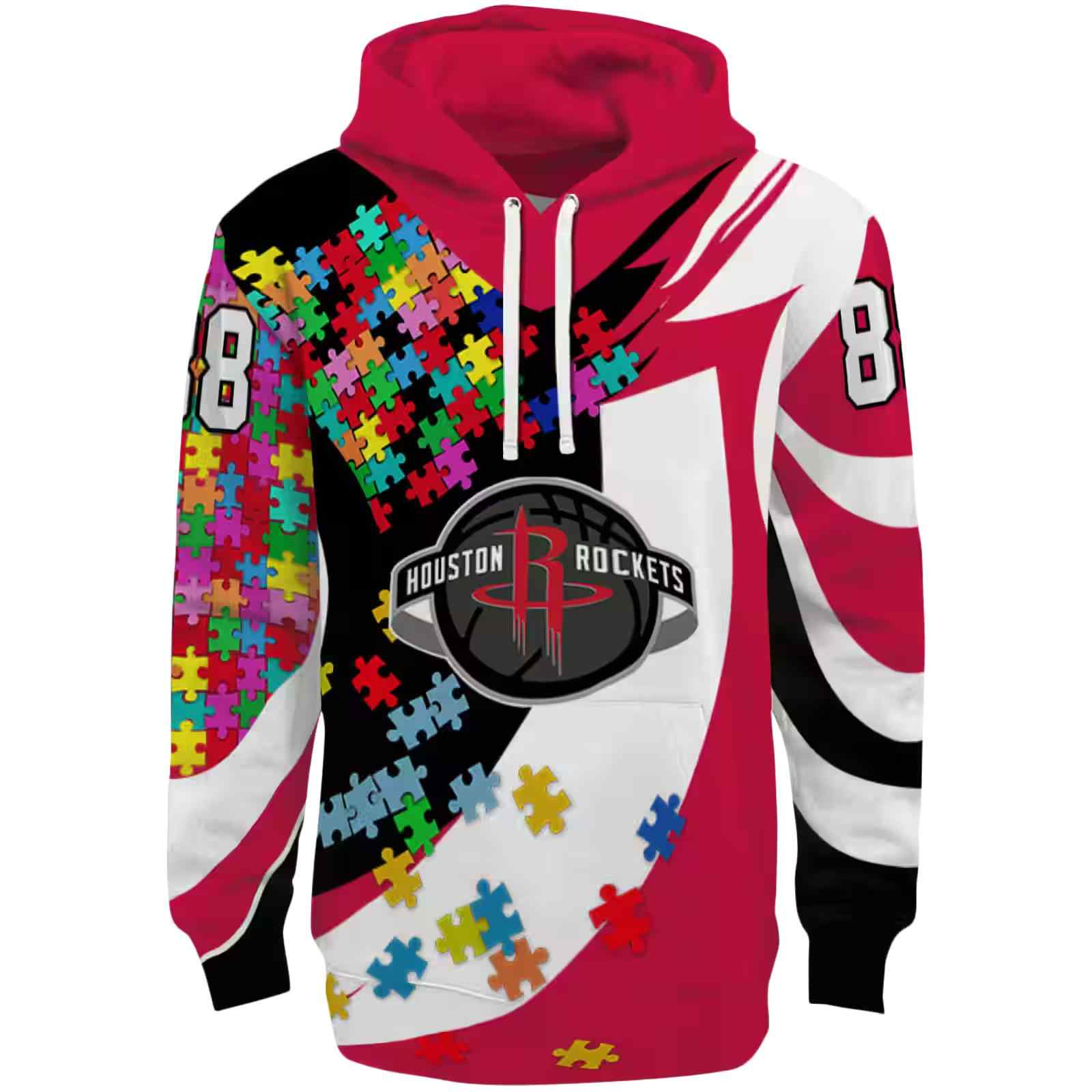 Personalized Houston Rockets Puzzle Pieces Red Hoodie