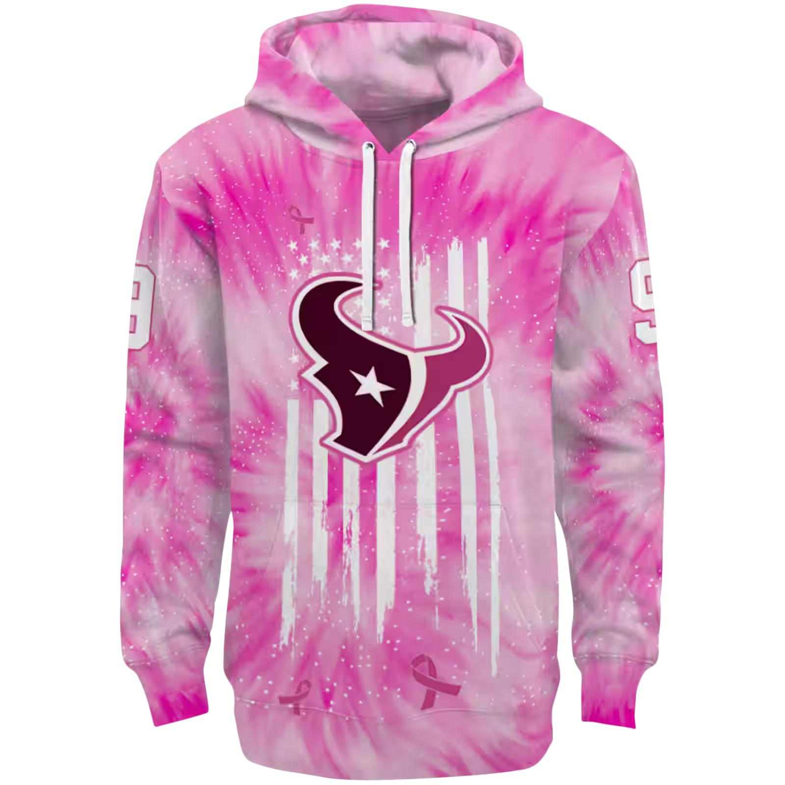 Personalized Houston Texans Cancer Support Pink Hoodie