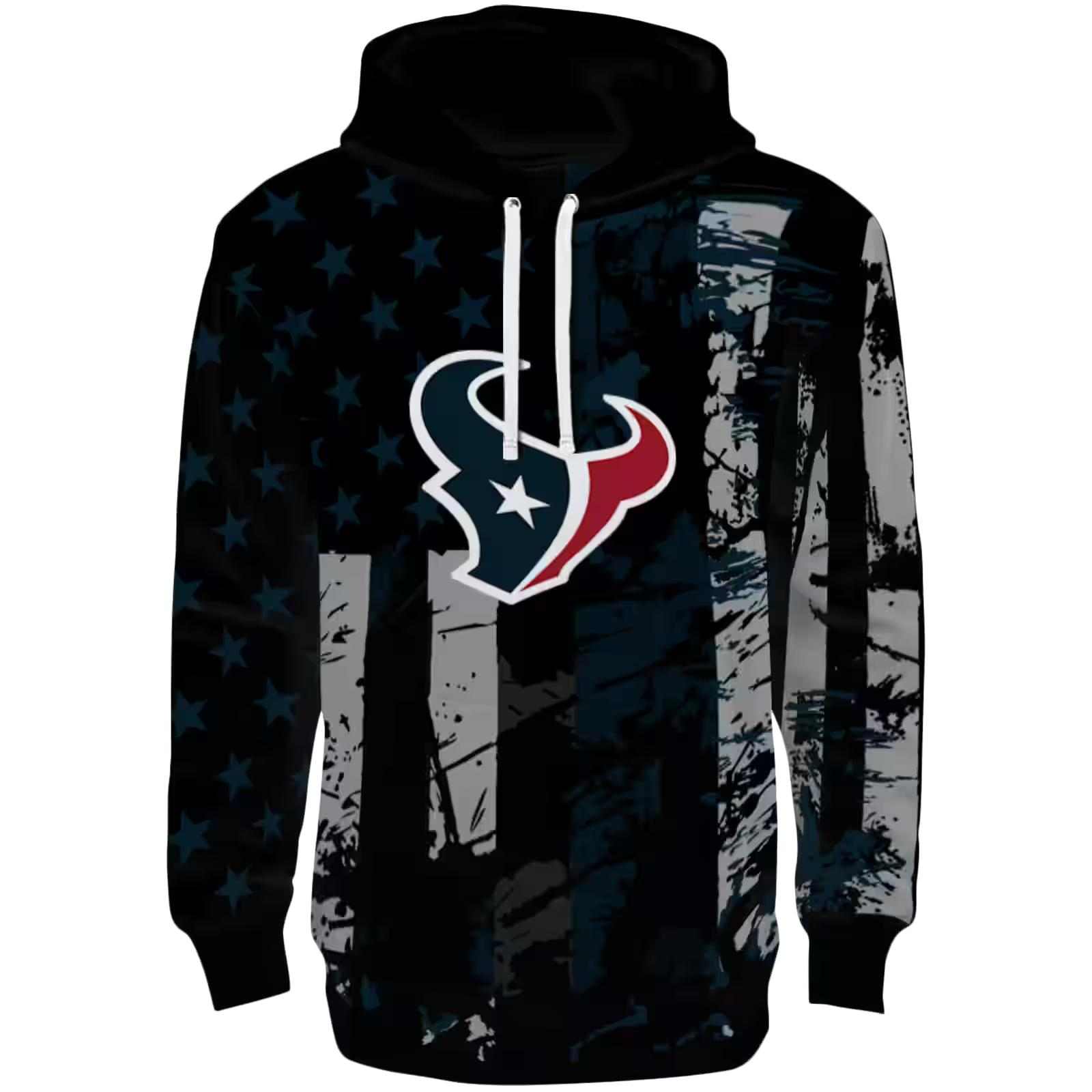 Personalized Houston Texans Distressed Flag Blue Black Hoodie