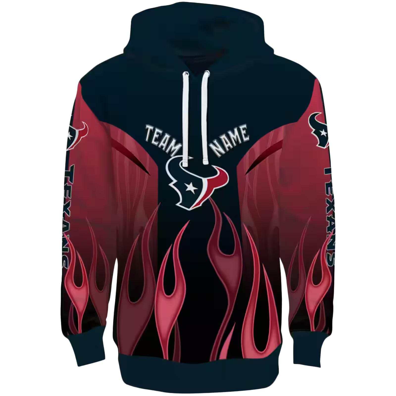 Personalized Houston Texans Flame Design Blue Hoodie