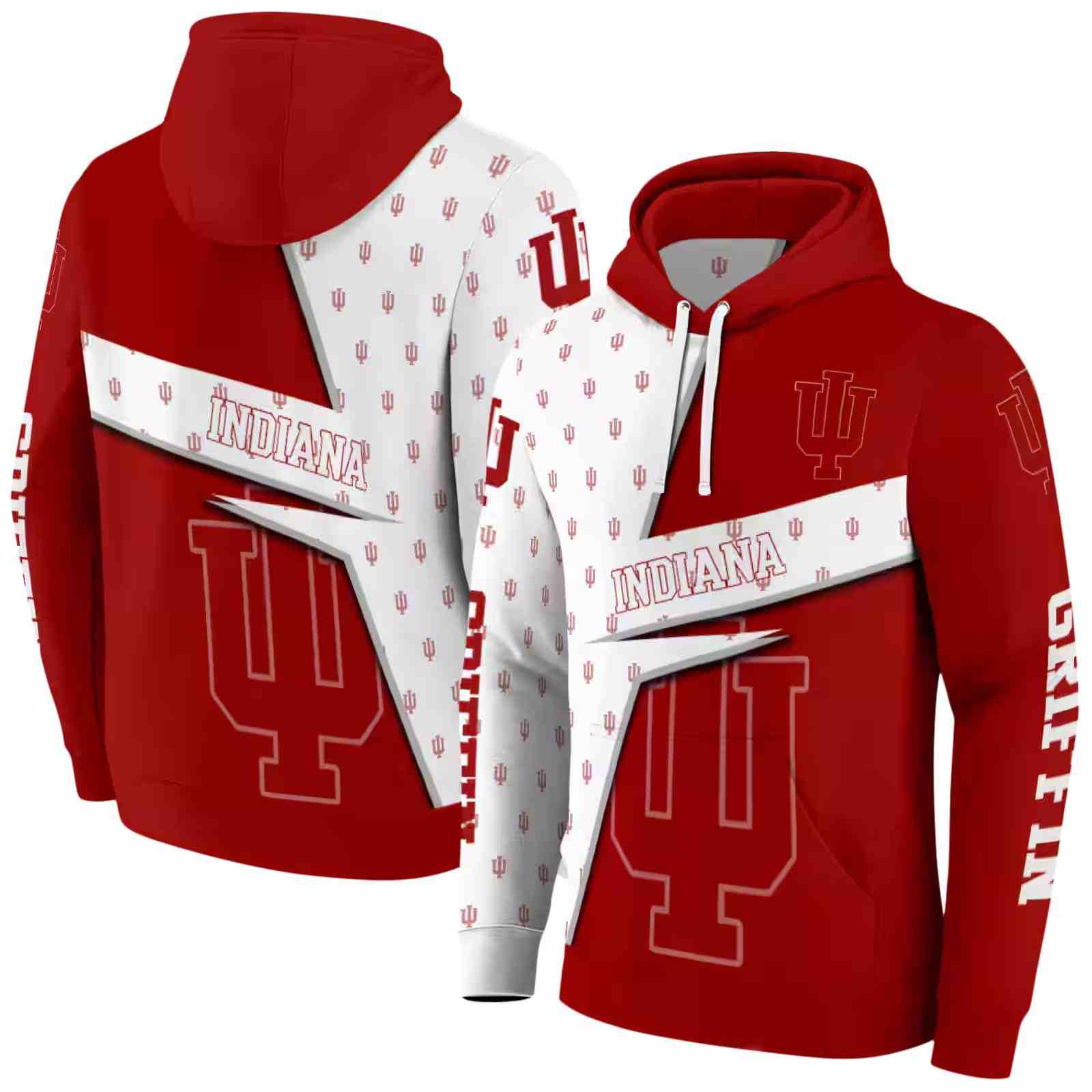 personalized indiana hoosiers abstract shape red hoodie fashion forward