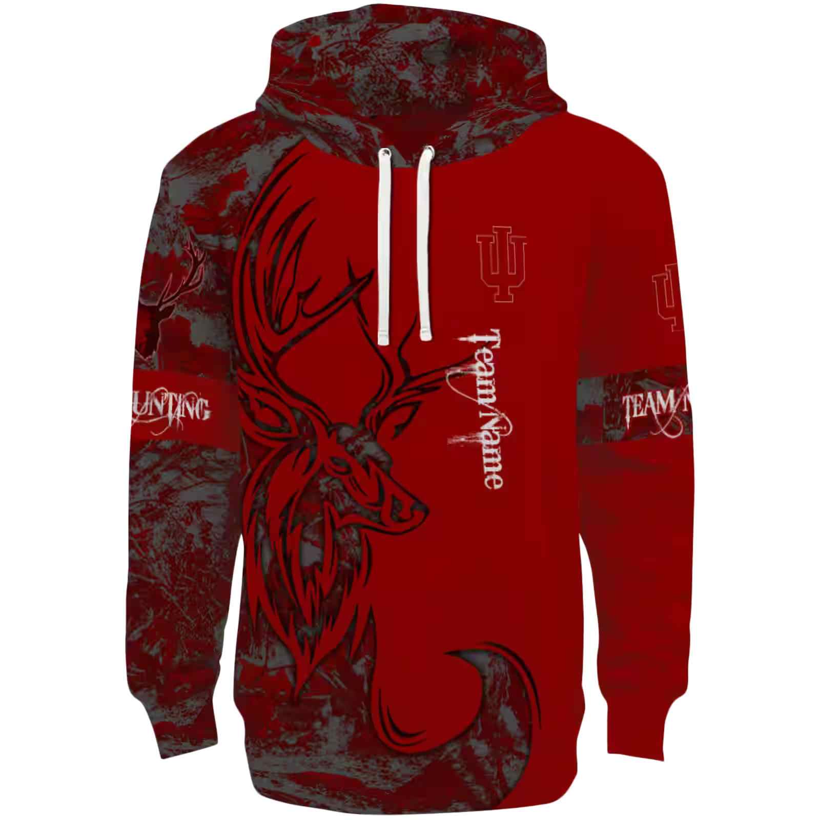 Personalized Indiana Hoosiers Deer Silhouette Red Hoodie