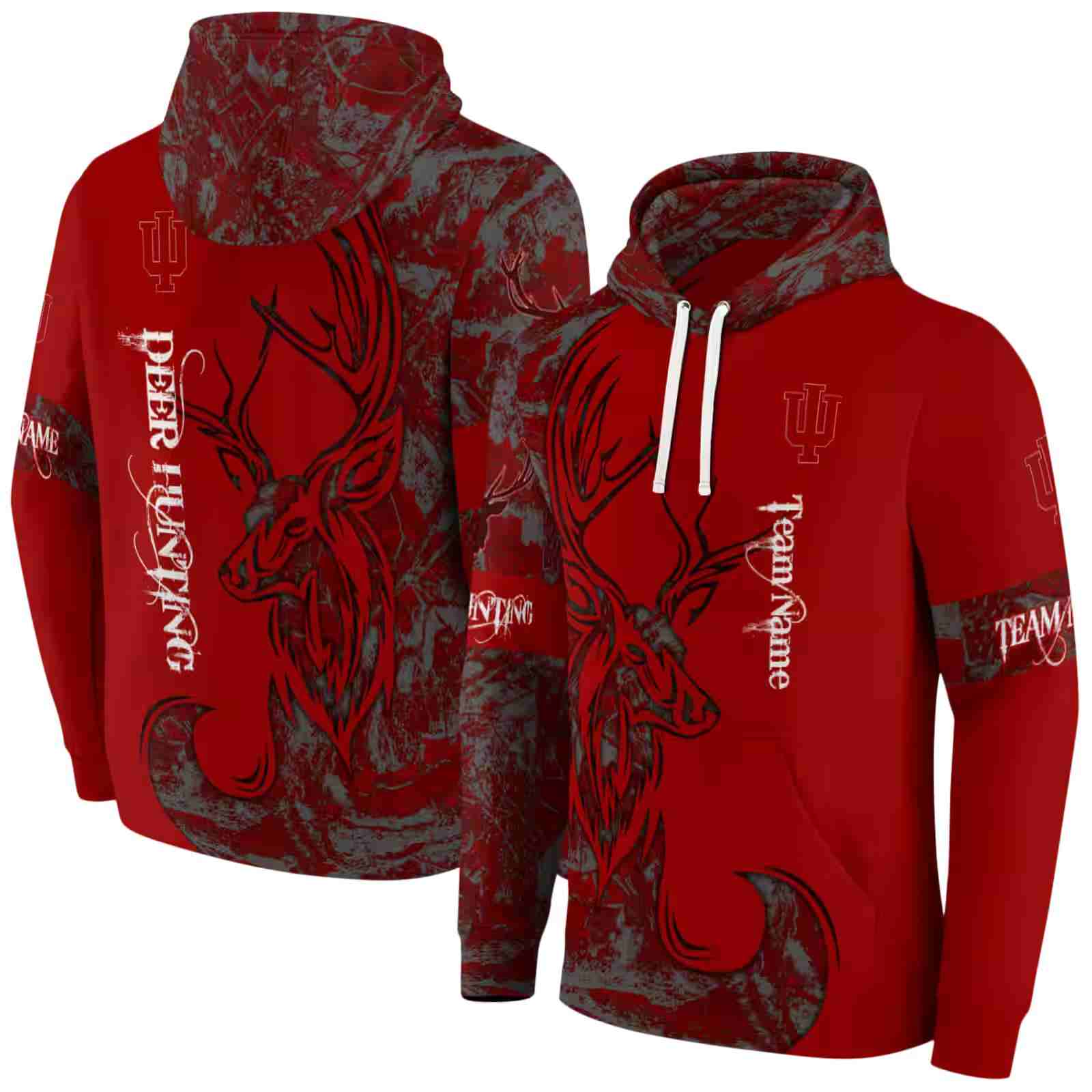 personalized indiana hoosiers deer silhouette red hoodie fashion forward