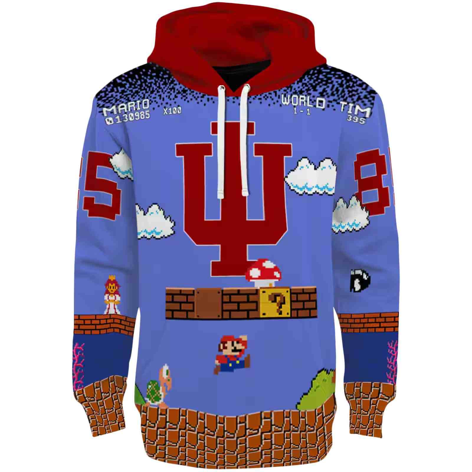 Personalized Indiana Hoosiers Mario Blue Black Hoodie