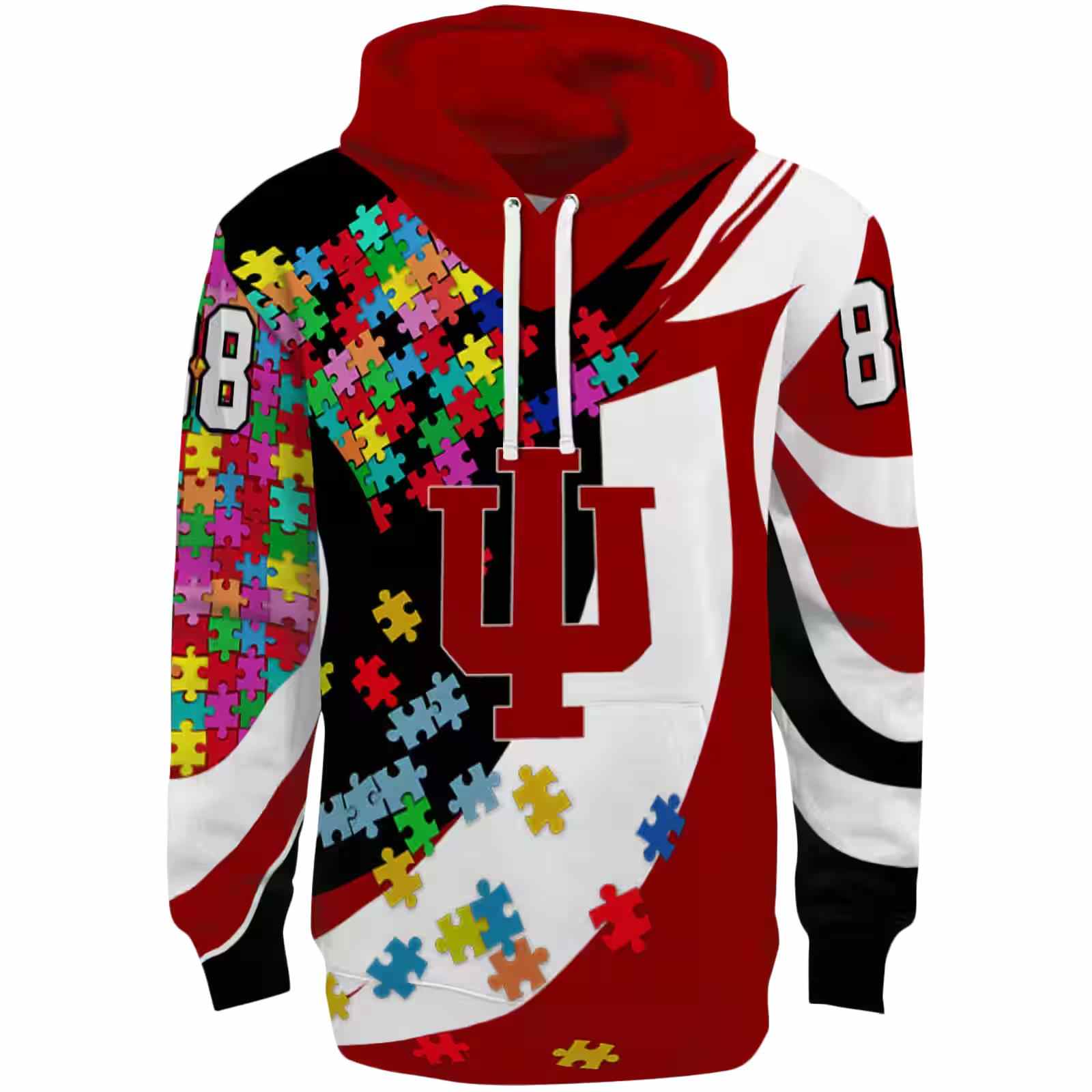 Personalized Indiana Hoosiers Puzzle Pieces Red Hoodie