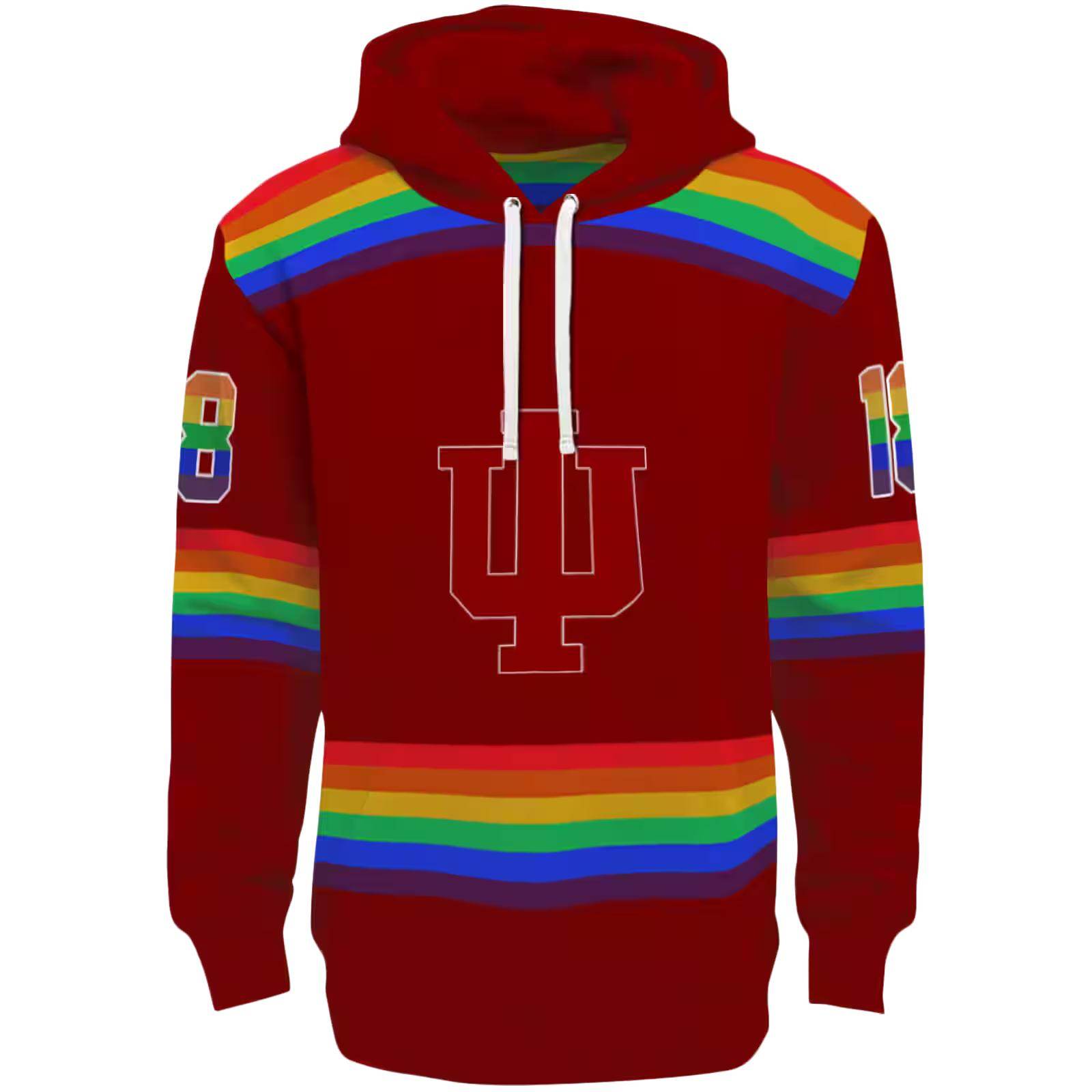Personalized Indiana Hoosiers Rainbow Stripes Red Hoodie