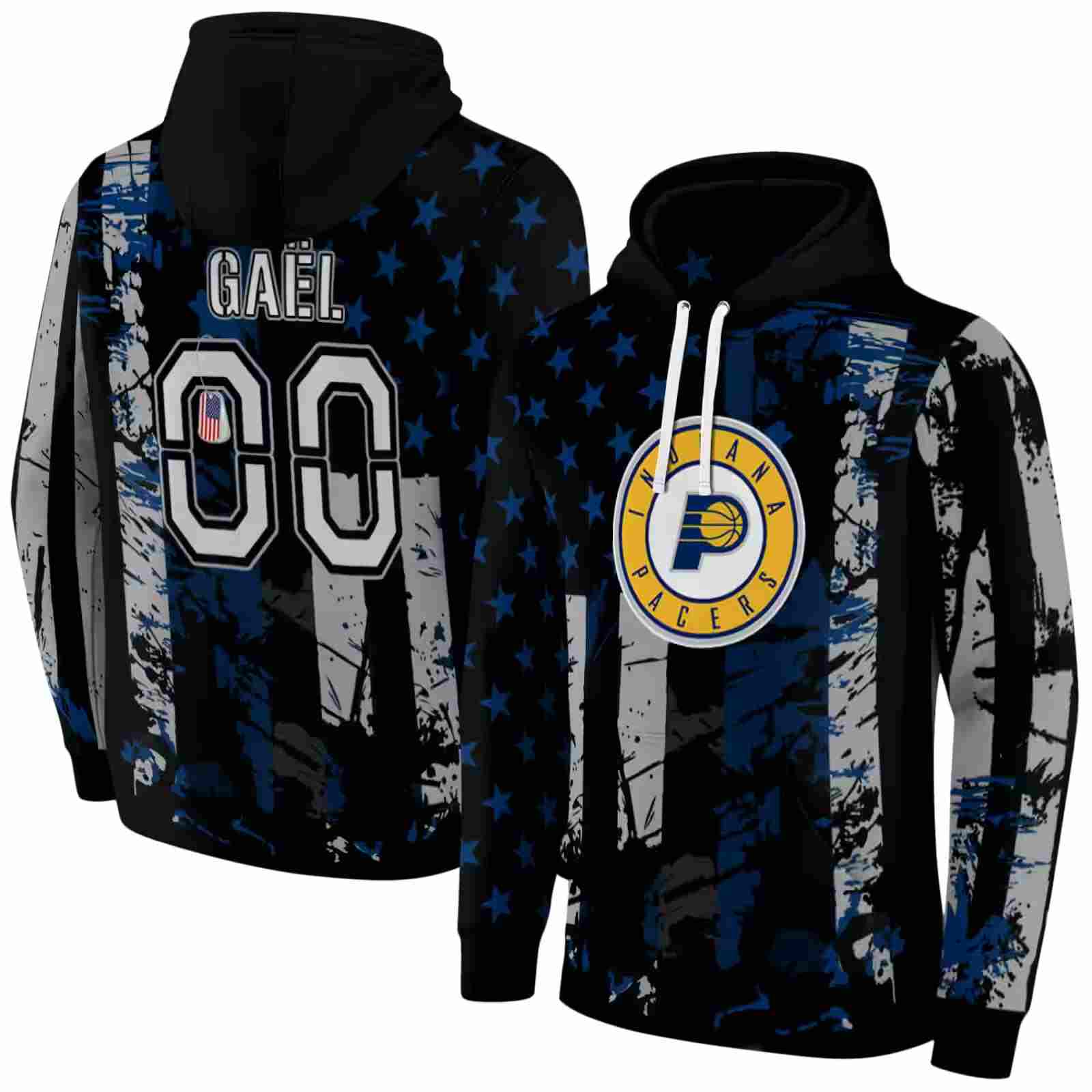 personalized indiana pacers distressed flag blue black hoodie fashion forward